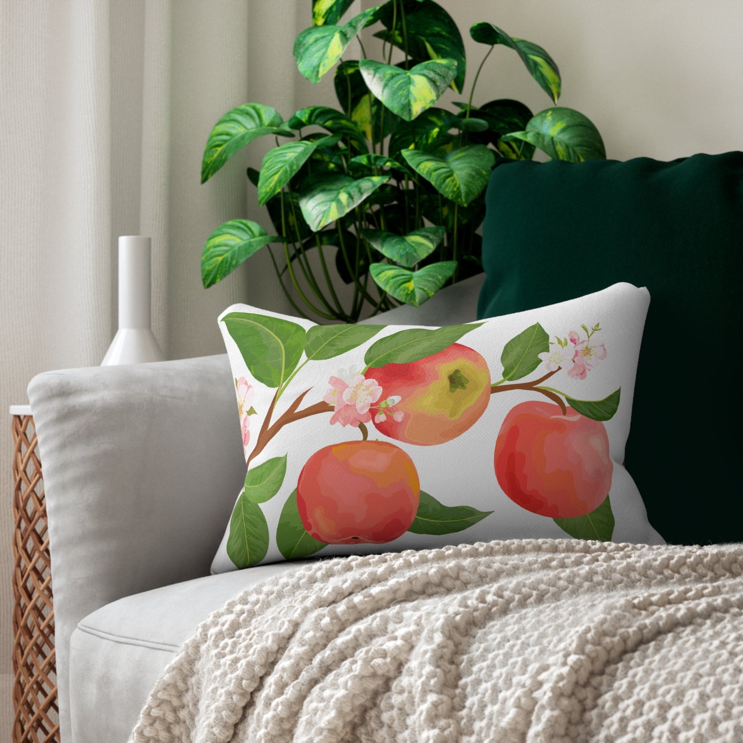 Apple Harvest Printed Lumbar Pillow with Insert (20" x 14") - Includes insert and zipper closure