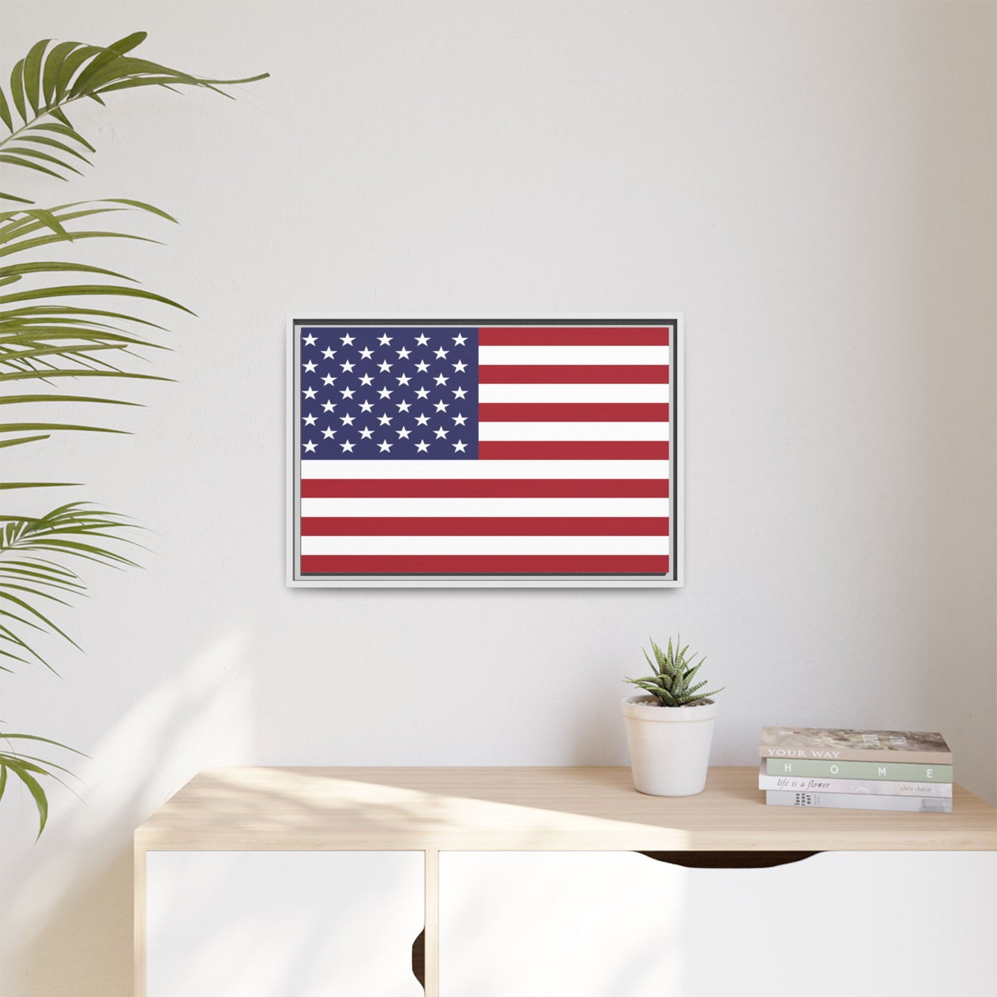 American Flag Framed Canvas Wall Art, Multiple Sizing Options with 1.25" depth - Patriotic Home Decor, USA Flag Artwork, Independence Day Decoration, Gift for Veterans