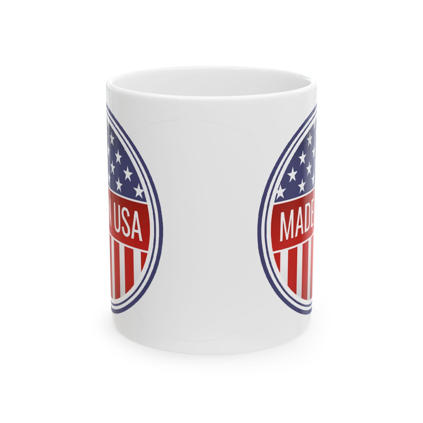 Made in USA Mug - 11 oz. & 15 oz. size options - Patriotic Ceramic Mug, Independence Day Gift, American Flag Coffee Cup, USA Drinkware