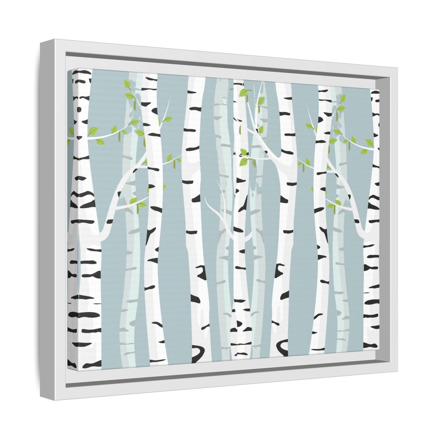 White Birch Framed Matte Canvas Art - Multiple Frame Colors & Size Options