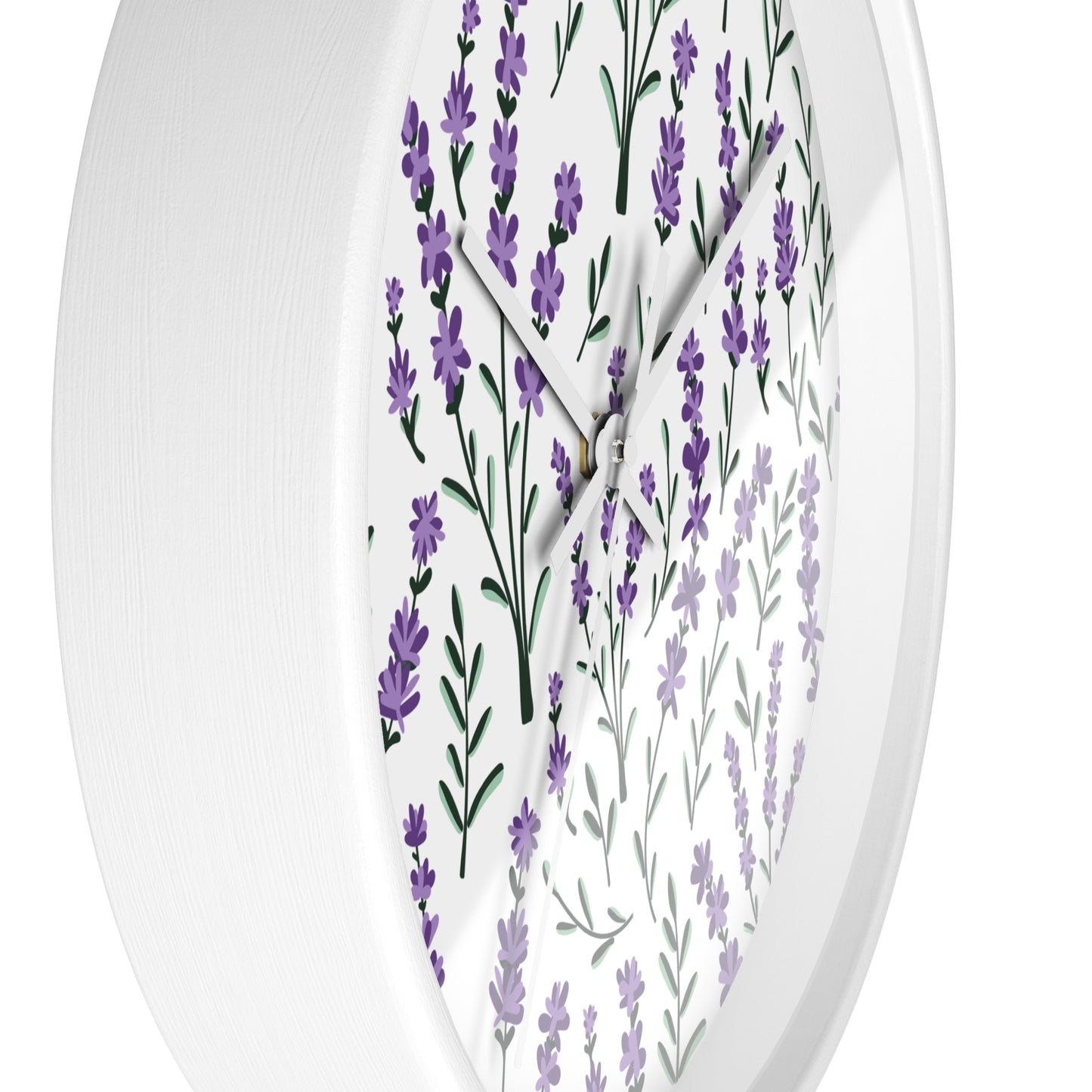 Lavender White Wall Clock - Select from Black, White or Natural Wood Color