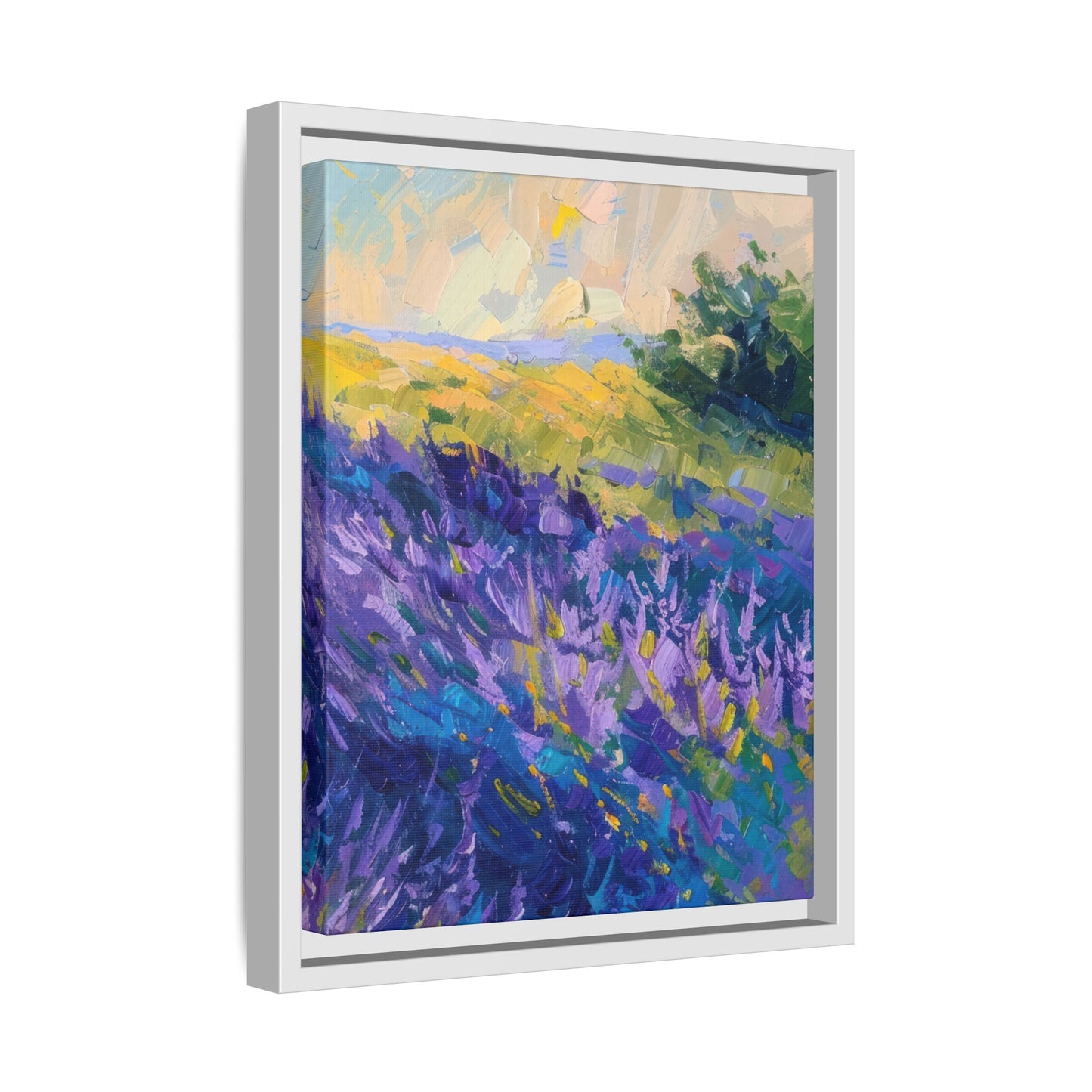 Lavender Fields Framed Matte Canvas Art - Multiple Frame Colors & Size Options