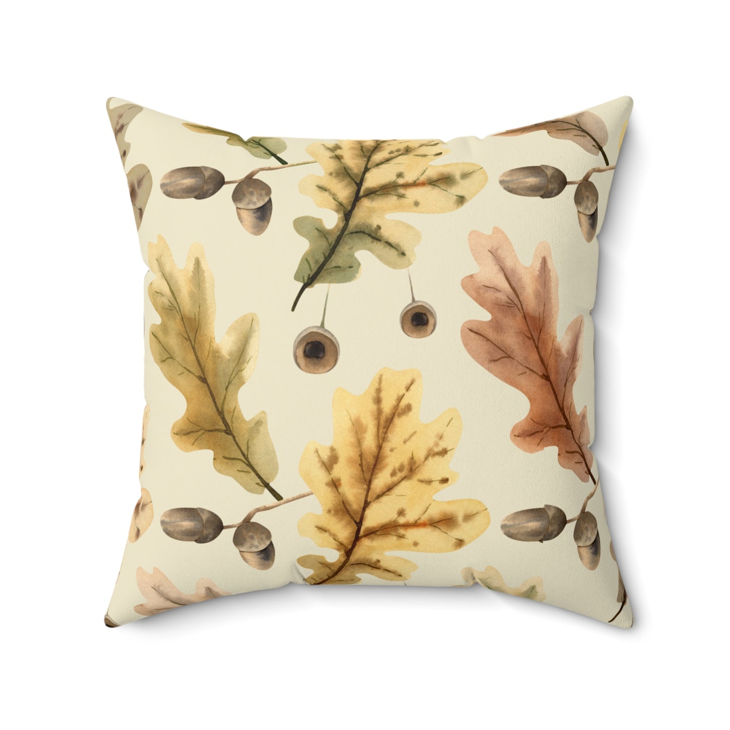 Oak Leaves Printed Square Pillow Cover with Insert - Multiple Sizes (14"x14", 16"x16", 18"x18", 20"x20"), Includes insert and zipper closure