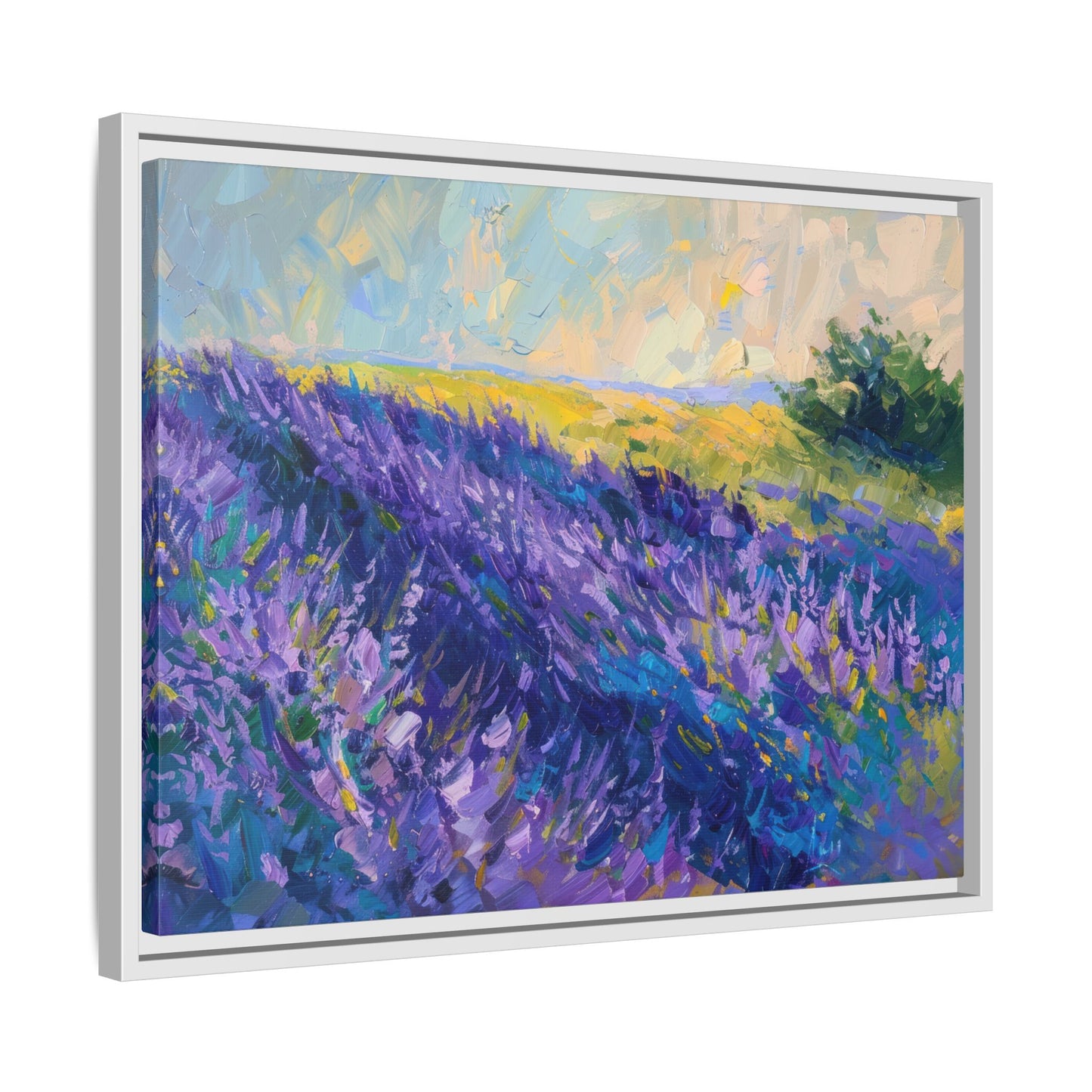 Lavender Fields Framed Matte Canvas Art - Multiple Frame Colors & Size Options