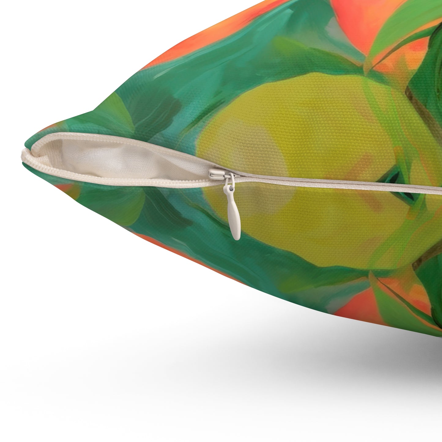 Mangoes Printed Square Pillow Cover with Insert - Multiple Sizes (14"x14", 16"x16", 18"x18", 20"x20"), Includes insert and zipper closure