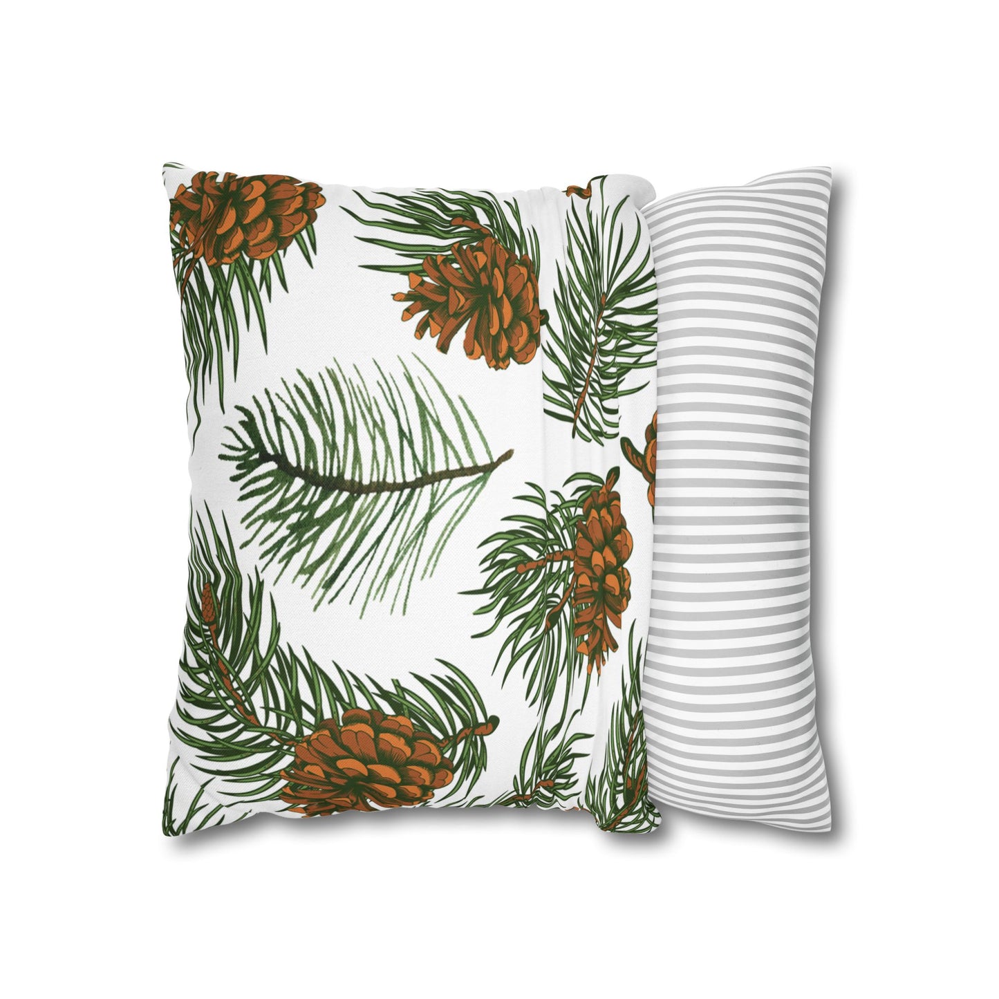 Needles & Cones Printed Square Pillow Cover (no insert) - Multiple Sizes (14"x14", 16"x16", 18"x18", 20"x20"), Includes zipper closure