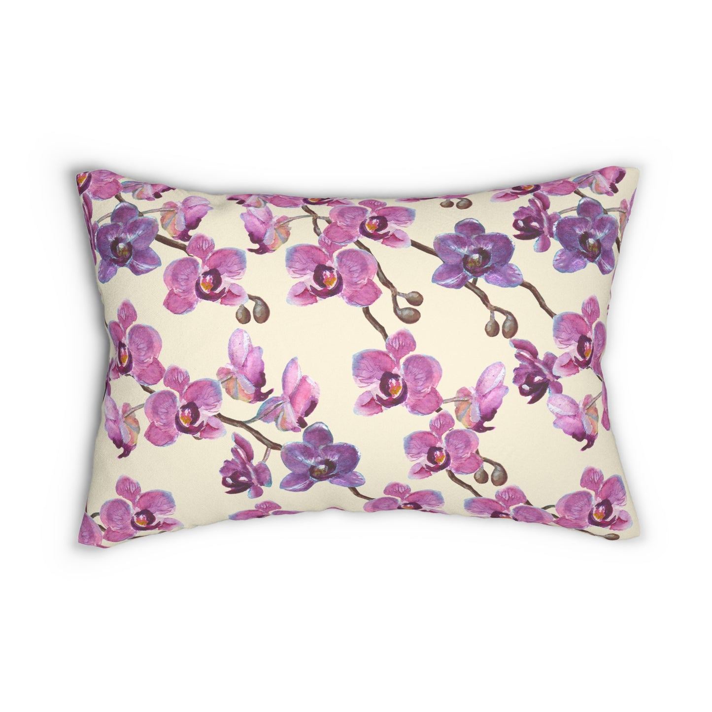 Vanilla Orchid Printed Lumbar Pillow with Insert (20" x 14") - Includes insert and zipper closure