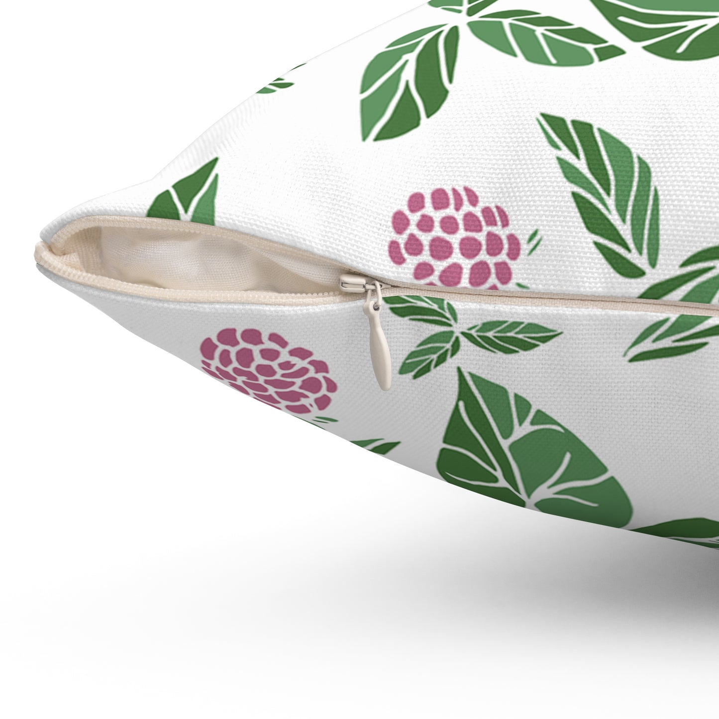 Pink Berry Printed Square Pillow Cover with Insert - Multiple Sizes (14"x14", 16"x16", 18"x18", 20"x20"), Includes insert and zipper closure