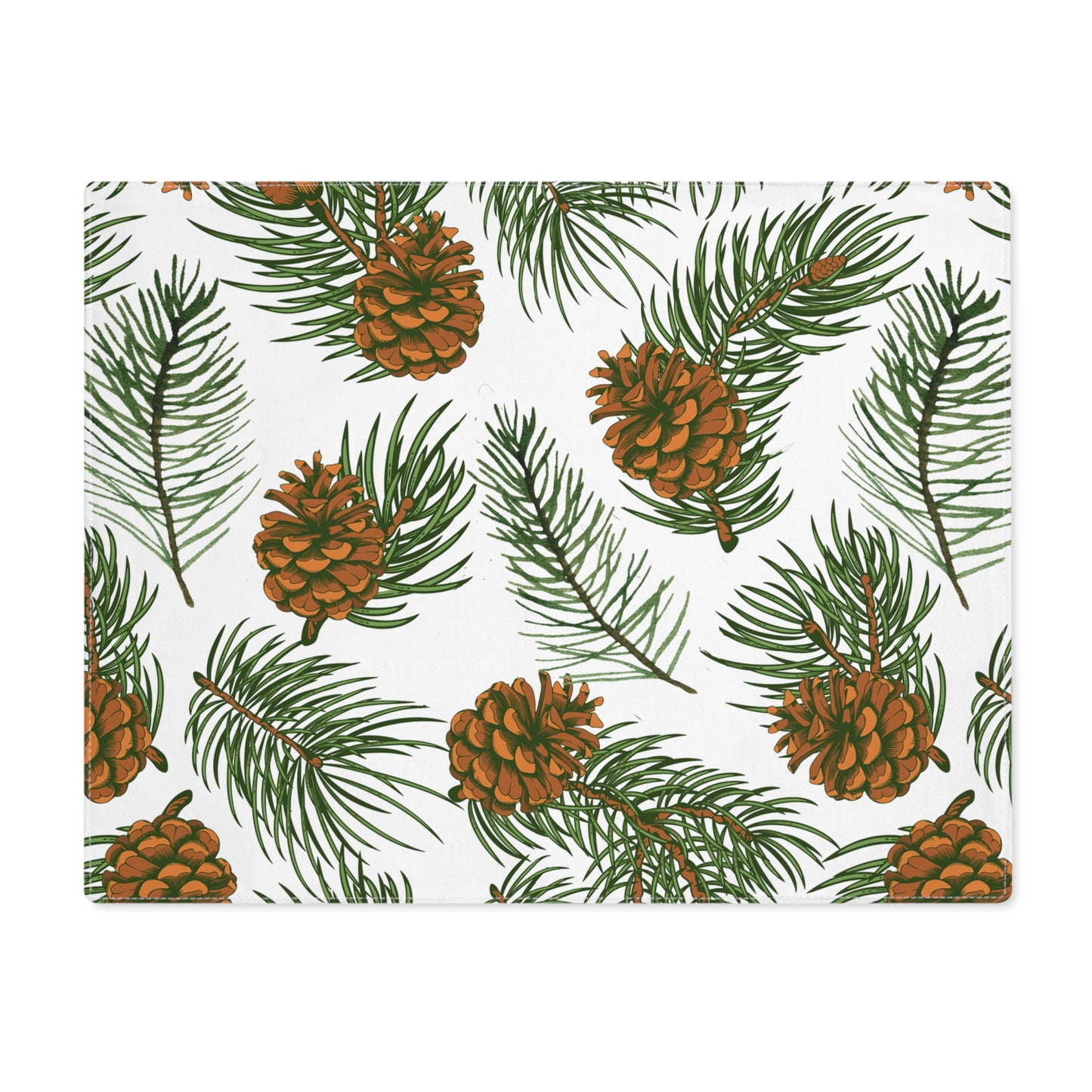 Needles & Cones Placemat - 18" × 14" Cotton Twill - Holiday and Christmas Placemats - 1 count