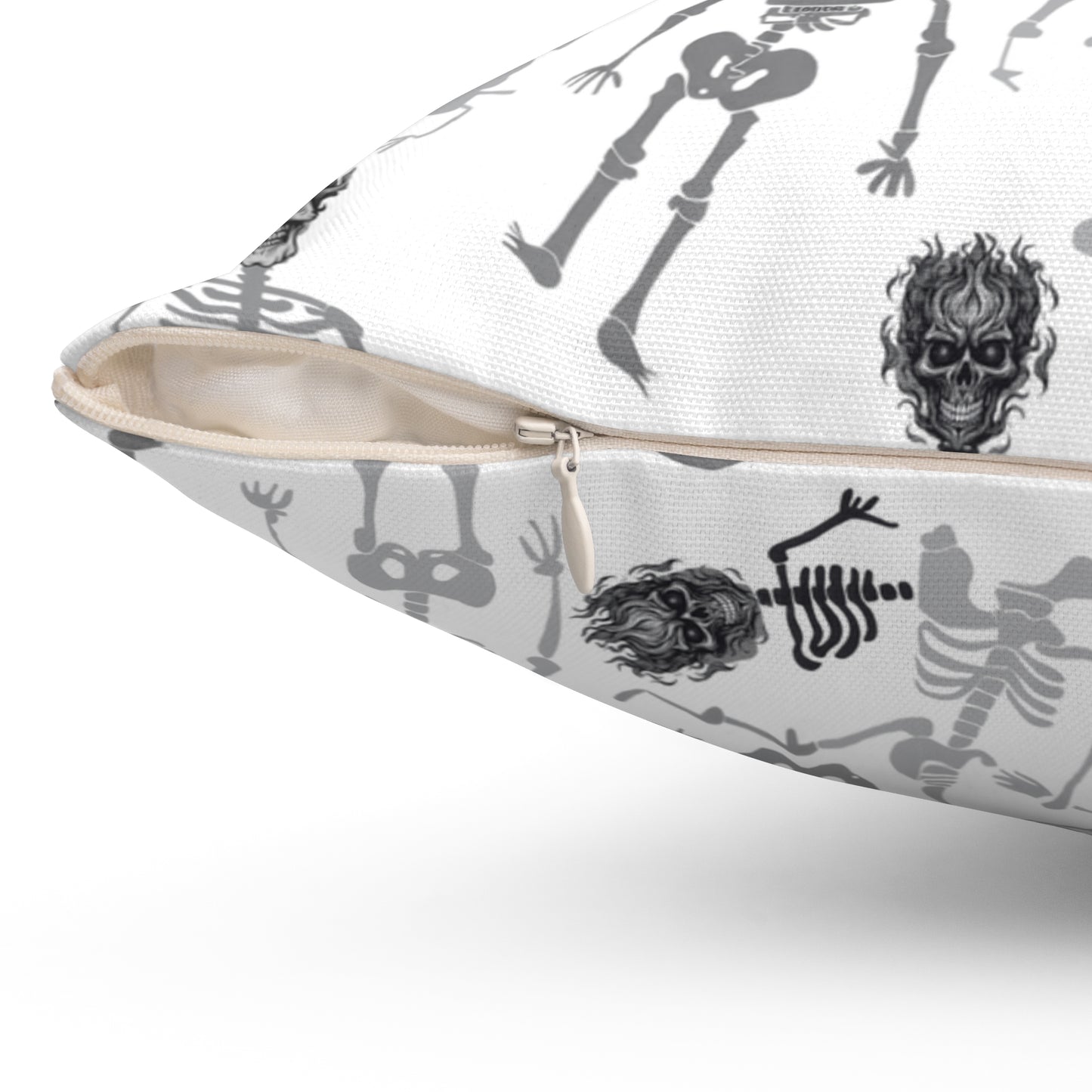Skeletons Pillow (includes insert) Multiple Sizes (14"x14", 16"x16", 18"x18", 20"x20") - Spooky Skeleton Pattern Pillow Halloween Home Decor, Skeleton Throw Pillow, Halloween Home Accent - Price for 1 pillow