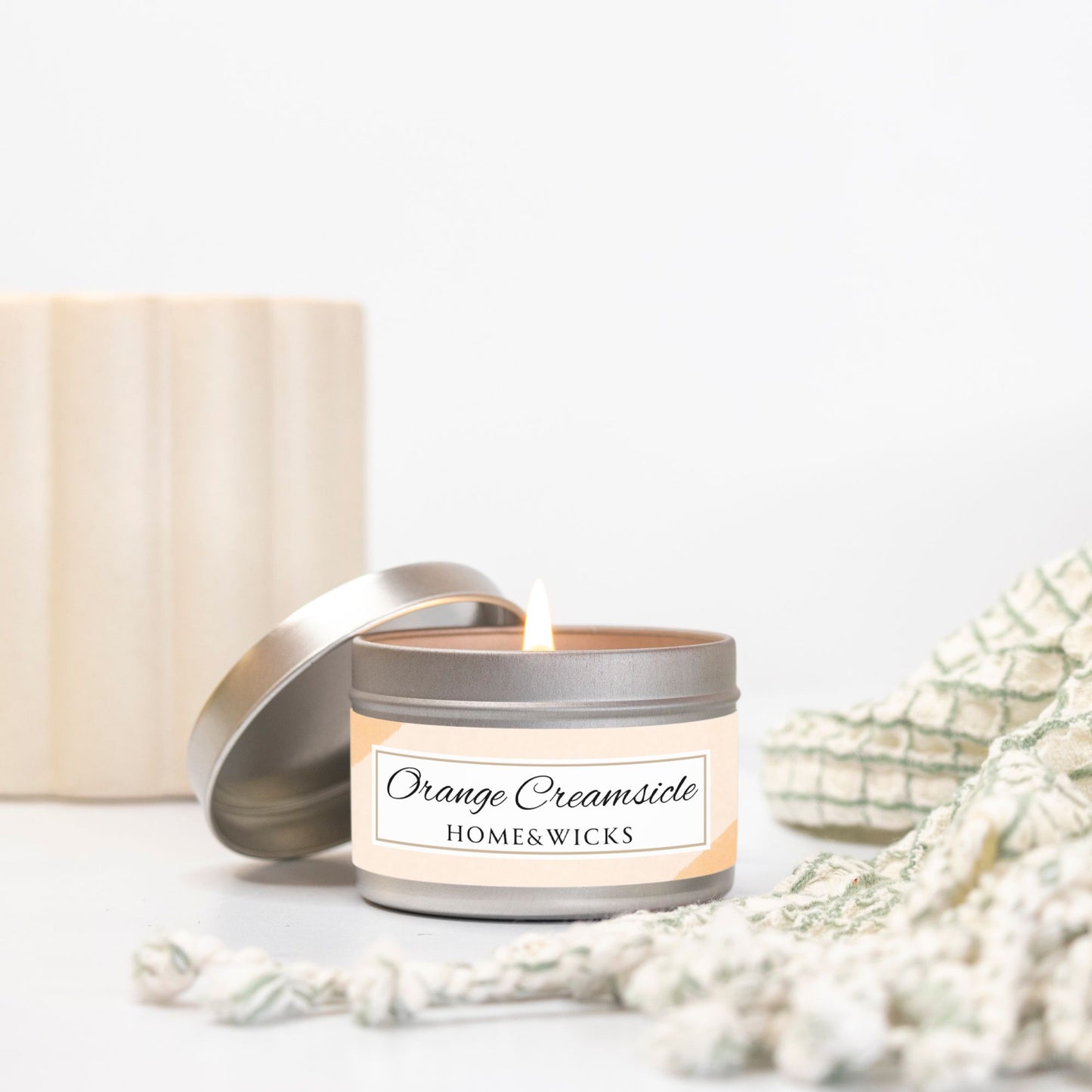 Orange Creamsicle Coconut Soy Wax Candle, 4 oz. Silver Tin Jar with Lid - Summer Candle, Orange Scented Candle, Gourmand Scented Candle