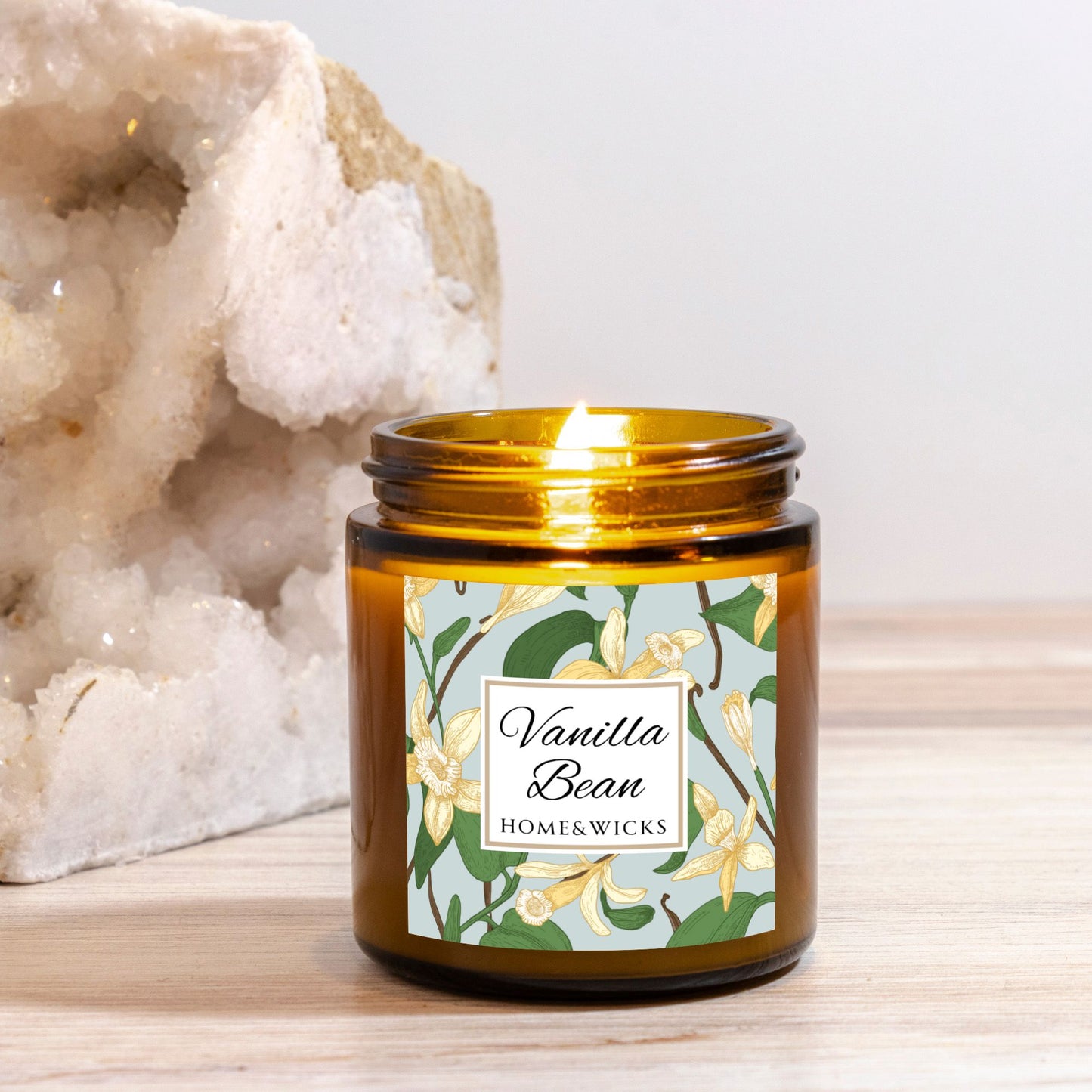 Vanilla Bean Coconut Apricot Wax Candle, 4 oz Amber Jar, Gold Lid - Relaxing Scent, Gift for Her, Vanilla Aromatherapy, Natural Coconut Wax