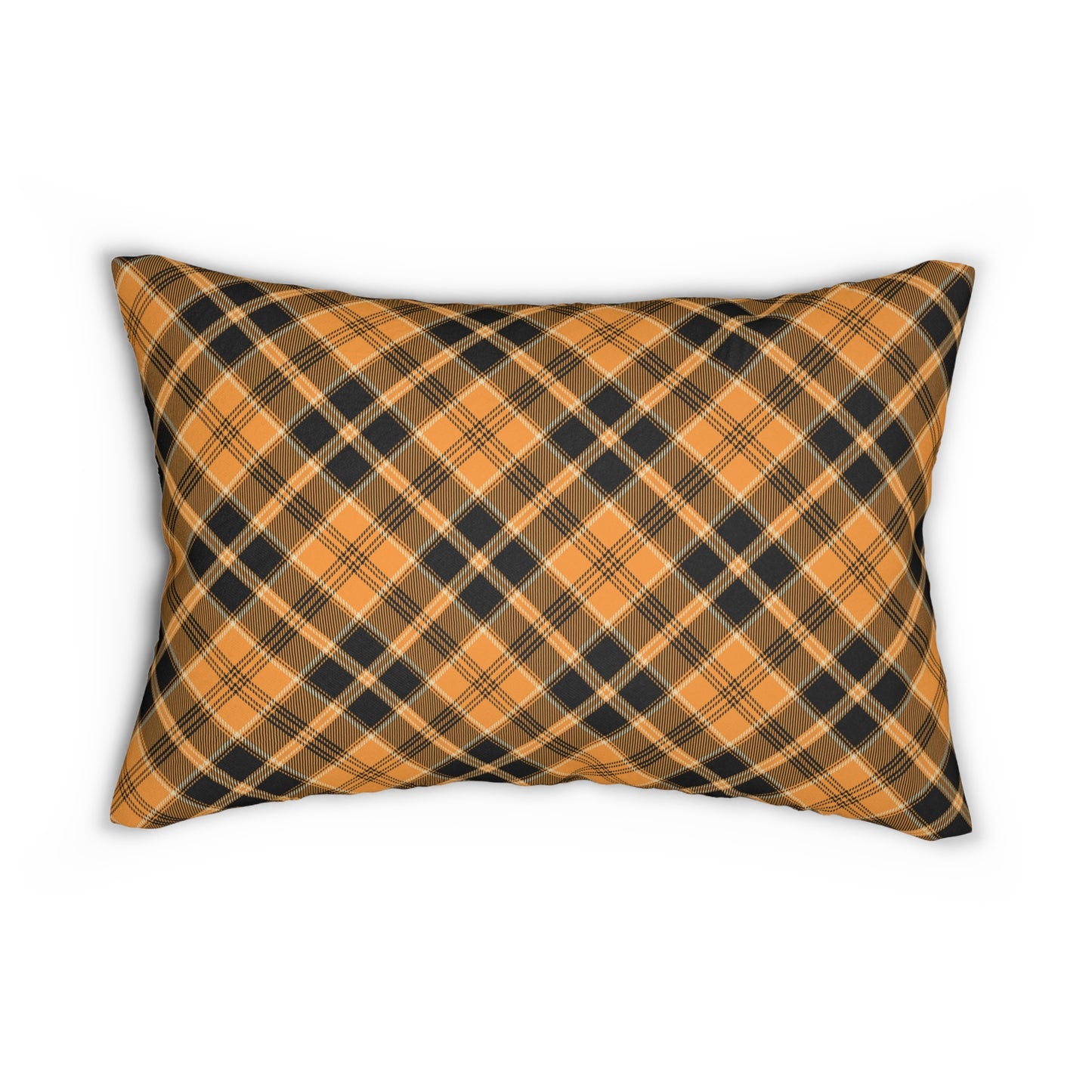 Halloween Plaid Lumbar Pillow, Fall Home Decor, Halloween Living Room Accent, Thanksgiving Gift, Autumn Fall Throw Pillow, Black & Orange Halloween Decorative Pillow - Price for 1 pillow