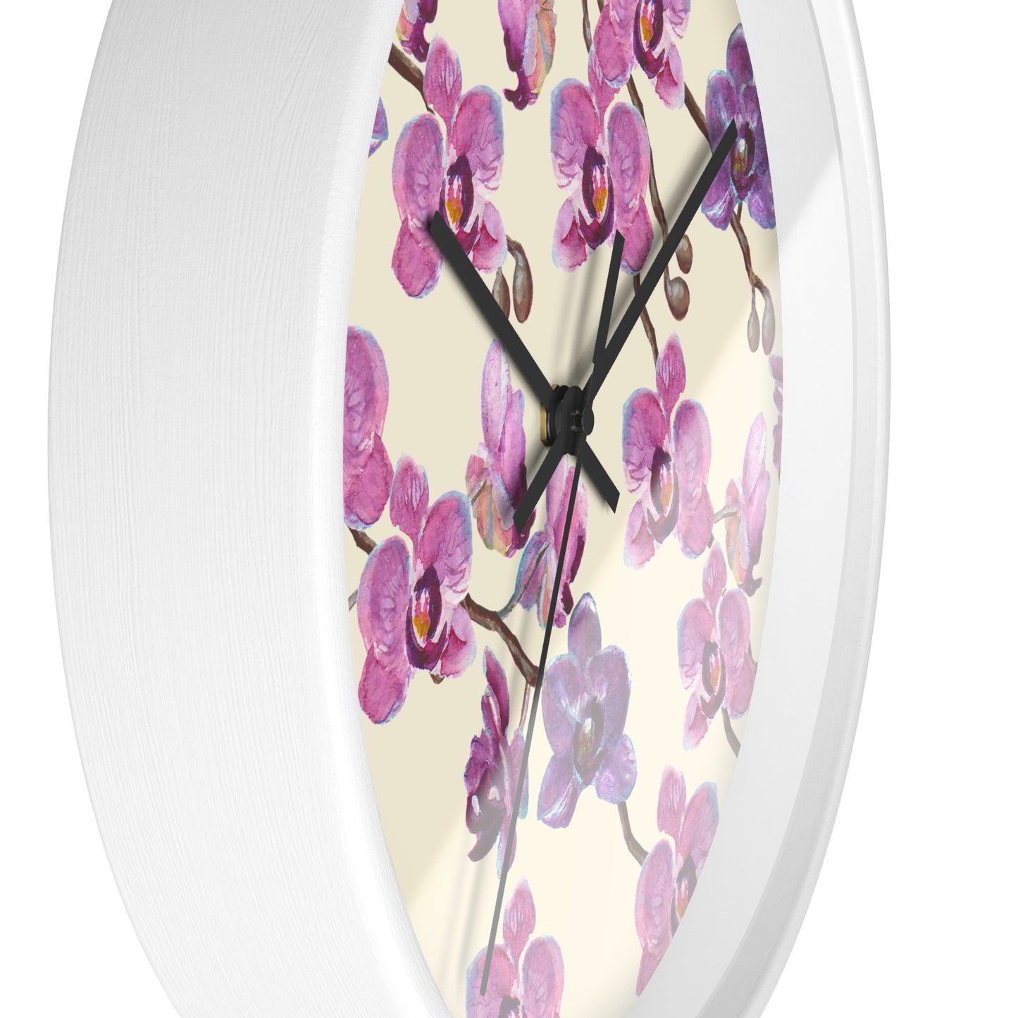 Vanilla Orchid Wall Clock - Select from Black, White or Natural Wood Color
