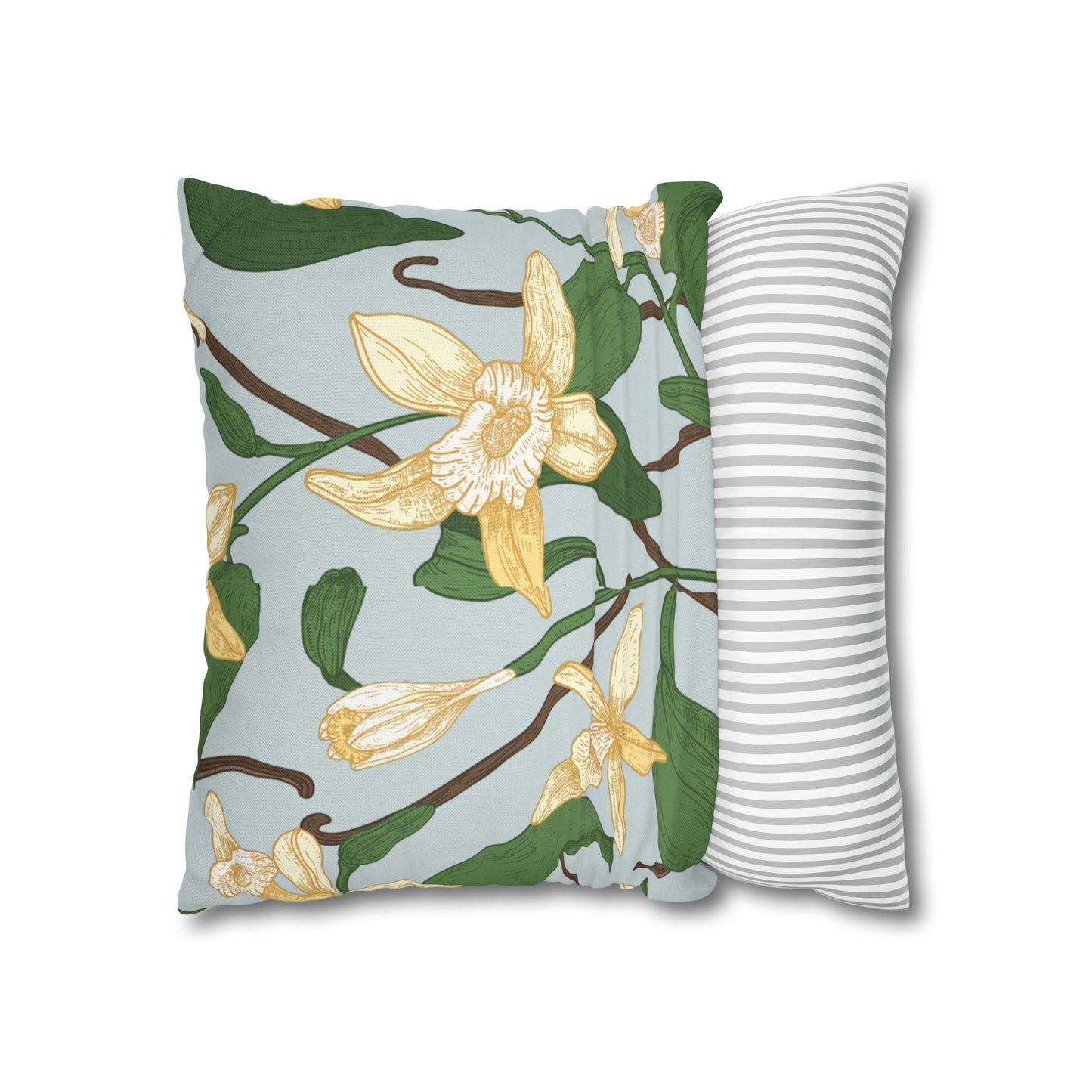 Vanilla Bean Printed Square Pillow Cover (no insert) - Multiple Sizes (14"x14", 16"x16", 18"x18", 20"x20"), Includes zipper closure