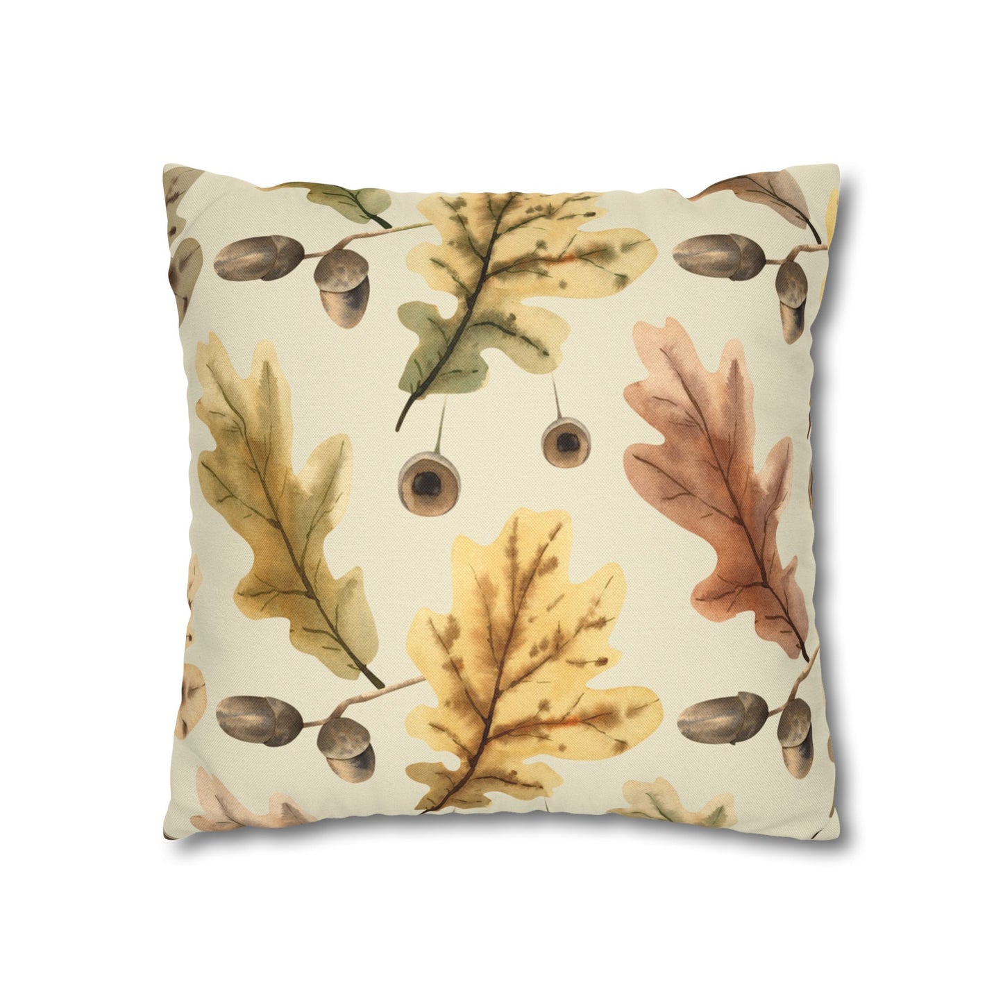 Oak Leaves Printed Square Pillow Cover (no insert) - Multiple Sizes (14"x14", 16"x16", 18"x18", 20"x20"), Includes zipper closure
