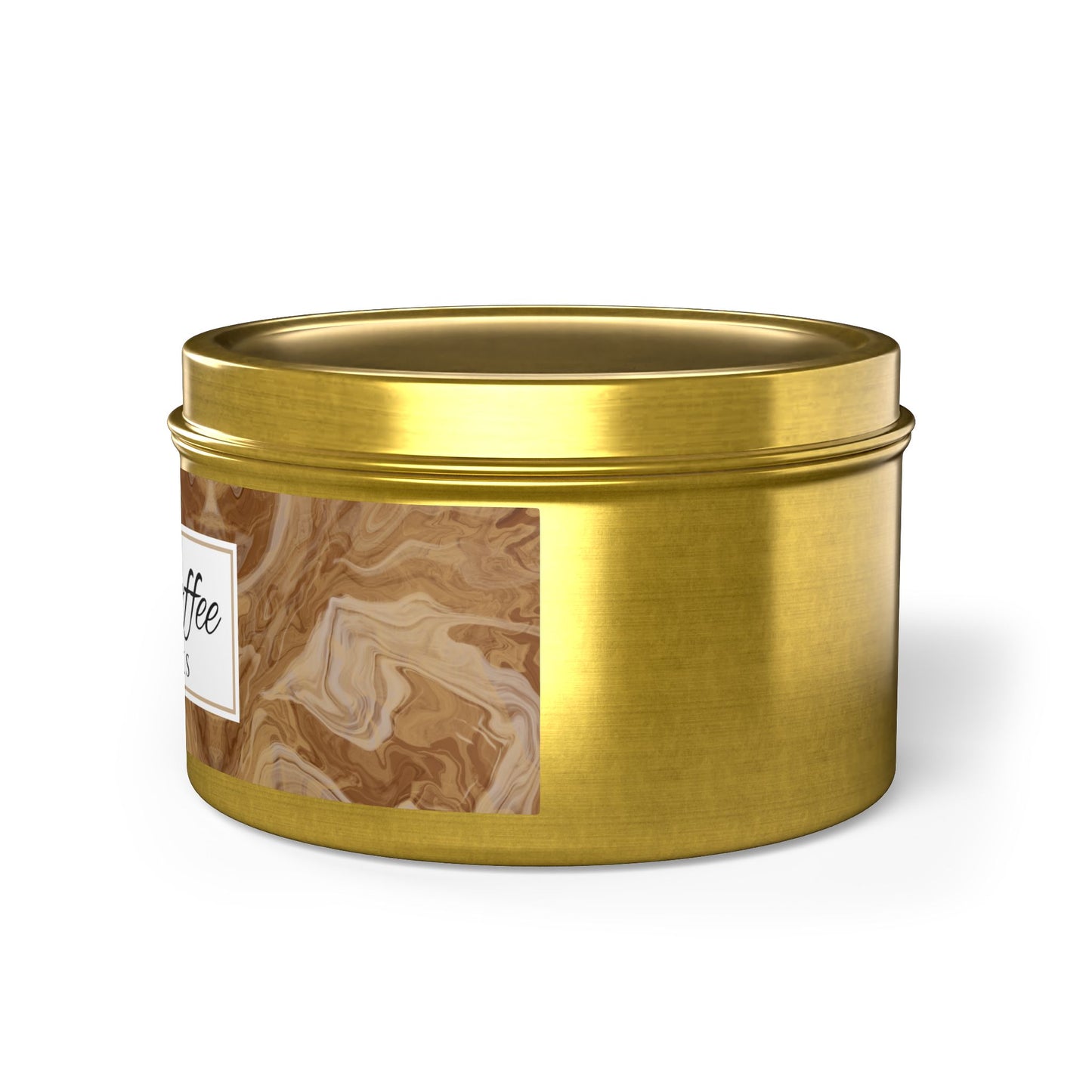 Fresh Coffee Scented Coconut Soy Wax Candle, 8 oz. Gold Tin Jar with Lid - Winter Home Decor, Seasonal Candles for Holiday Celebrations, Christmas Candle