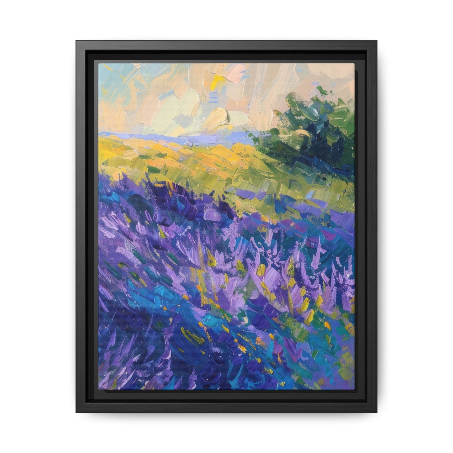Lavender Fields Framed Matte Canvas Art - Multiple Frame Colors & Size Options