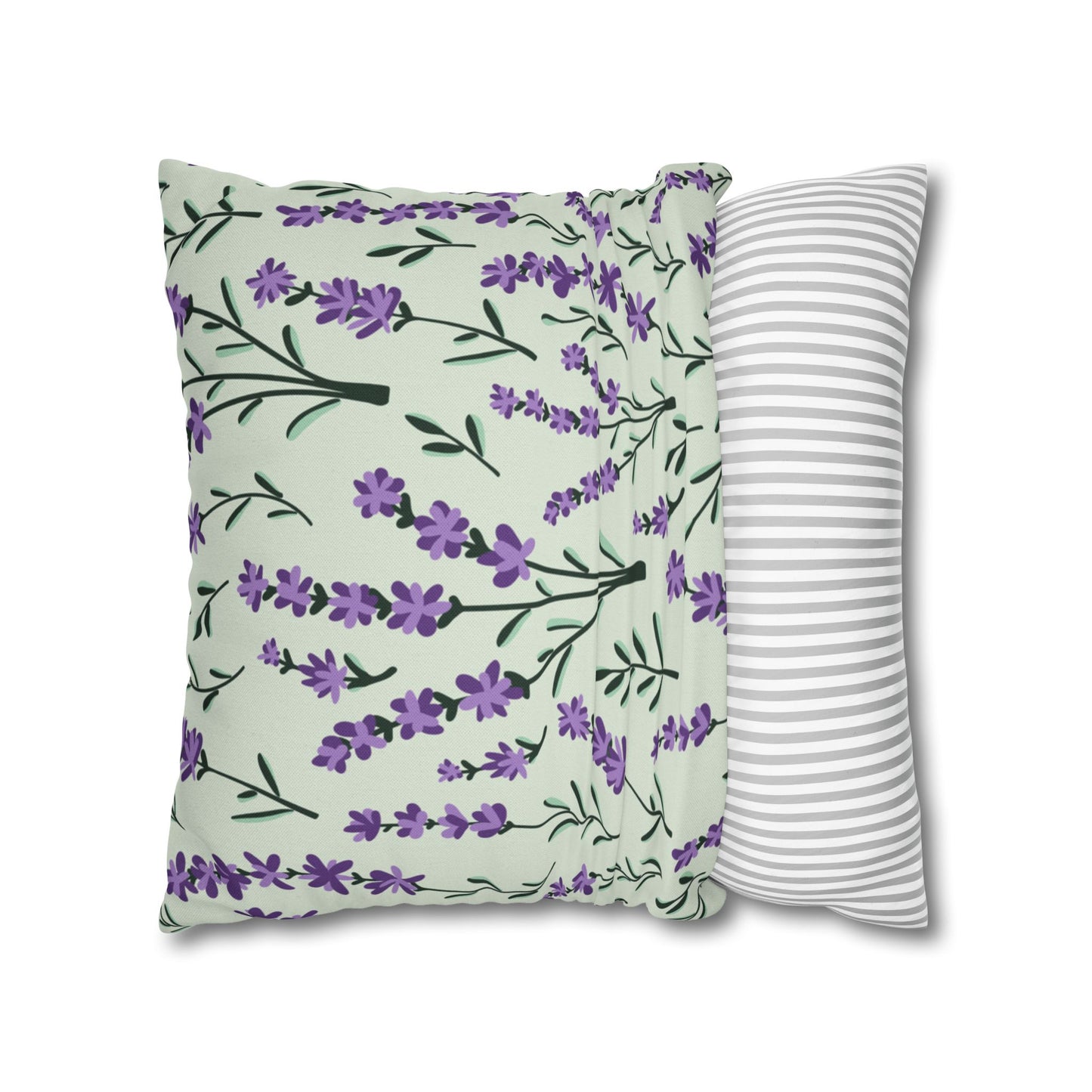 Lavender Sage Printed Square Pillow Cover (no insert) - Multiple Sizes (14"x14", 16"x16", 18"x18", 20"x20"), Includes zipper closure