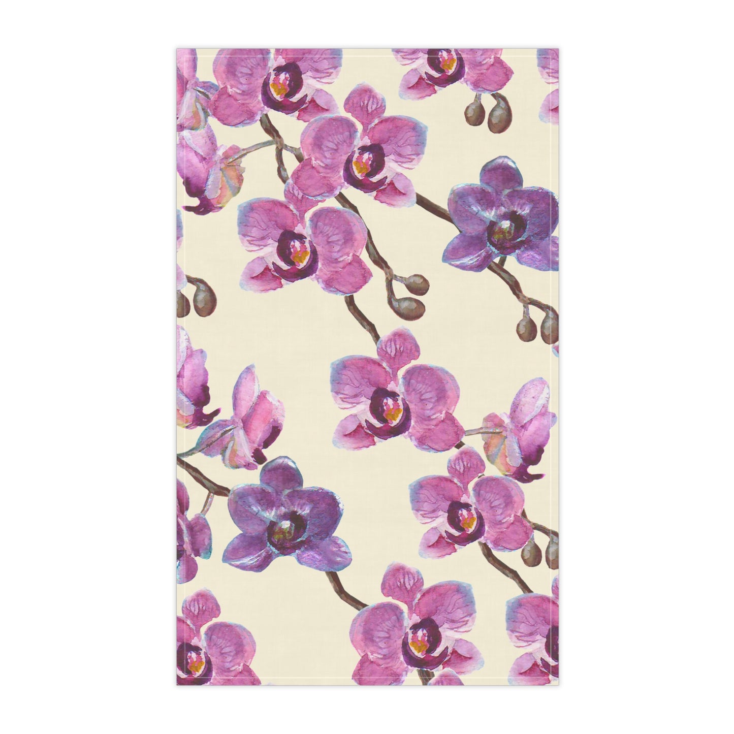 Vanilla Orchid Printed Tea Towels - 100% Cotton Twill, 18" x 30"