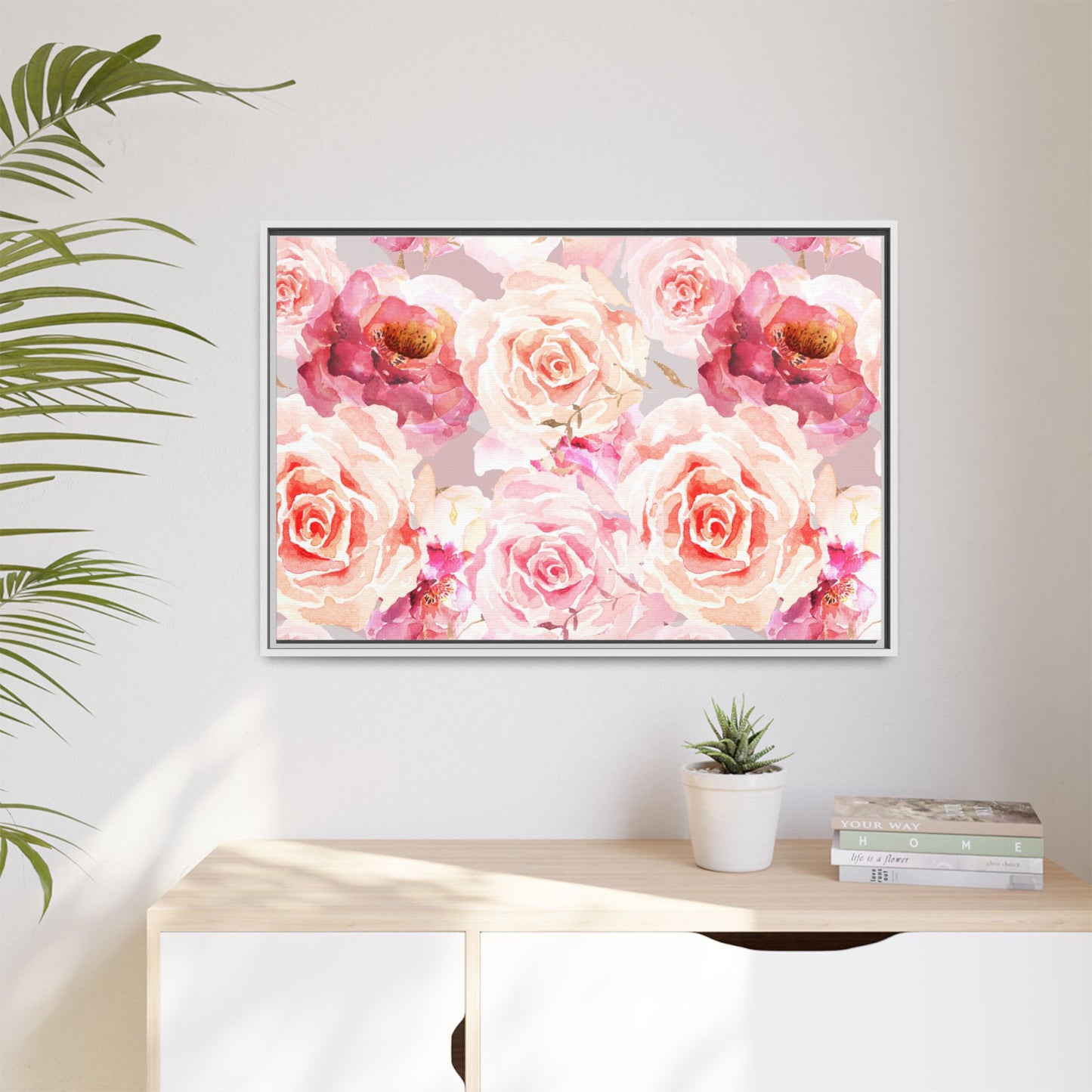 Bohemian Rose Framed Matte Canvas Art - Multiple Frame Colors & Size Options