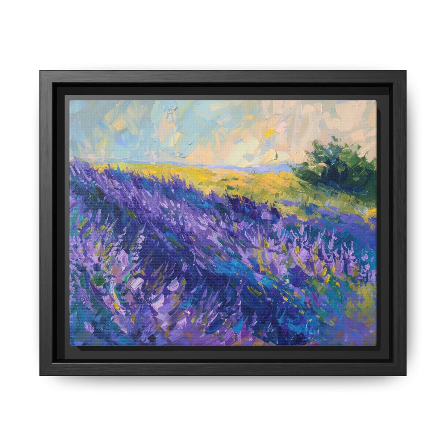 Lavender Fields Framed Matte Canvas Art - Multiple Frame Colors & Size Options