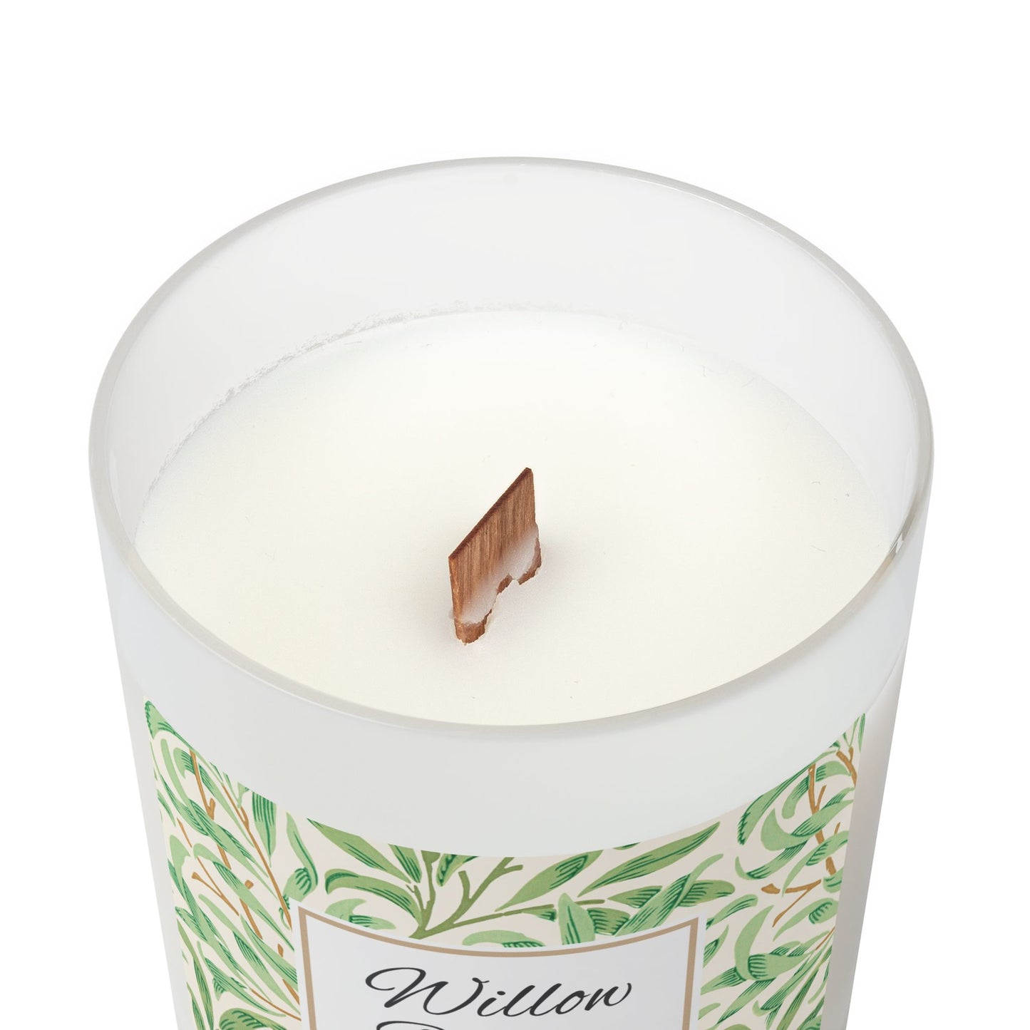 Willow Boughs Scented Coconut Soy Blended Wax Candle, 11 oz. Frosted Jar with Wood Wick and Maple Wood Lid - Morris Home Decor, Willow Branch Design, Spa Day Candle, Unique Gift Idea