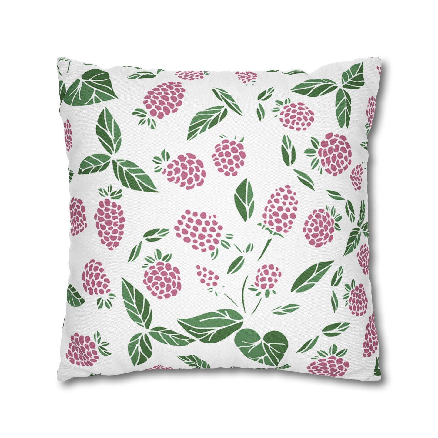 Pink Berry Printed Square Pillow Cover (no insert) - Multiple Sizes (14"x14", 16"x16", 18"x18", 20"x20"), Includes zipper closure