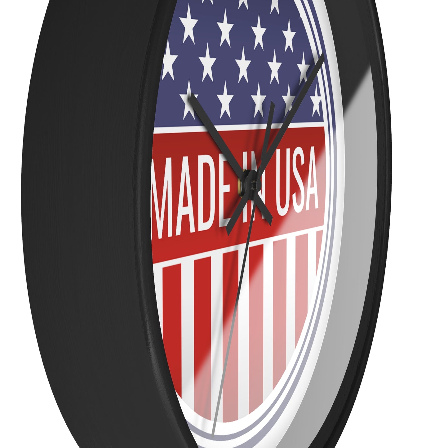 Made in USA Wall Clock - Select from Black, White or Natural Wood Frame Color - Patriotic Wall Clock - Made in USA Design, Home Decor, Americana Gift, Unique Wall Art, Independence Day Decoration