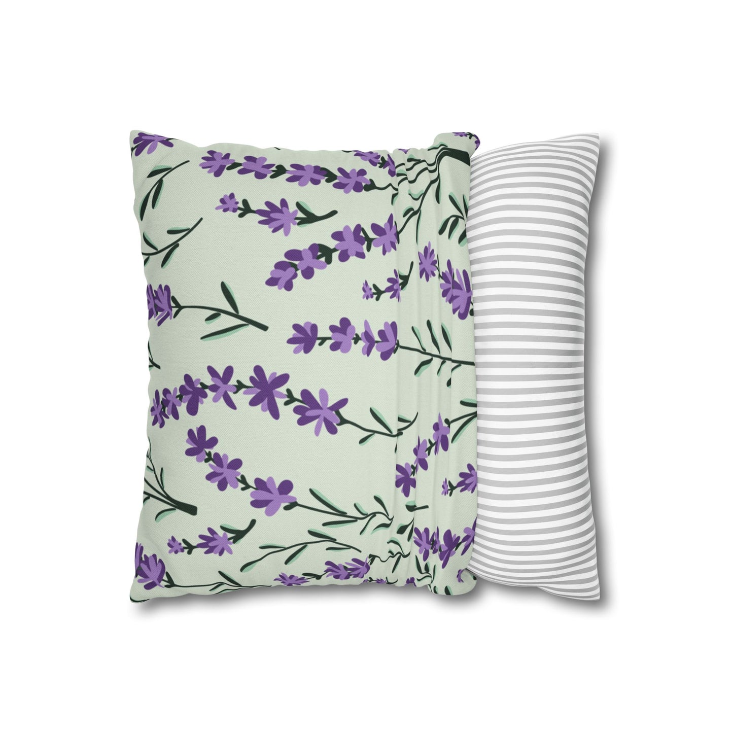 Lavender Sage Printed Square Pillow Cover (no insert) - Multiple Sizes (14"x14", 16"x16", 18"x18", 20"x20"), Includes zipper closure