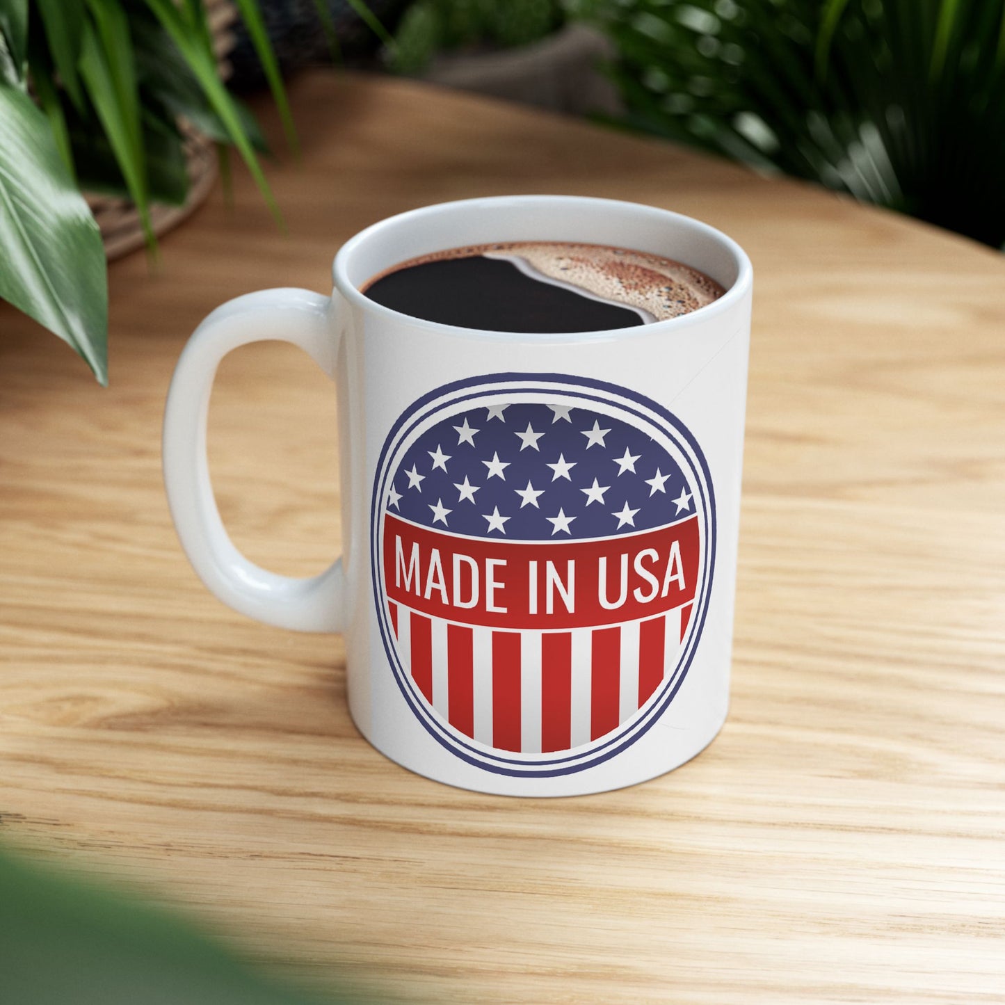 Made in USA Mug - 11 oz. & 15 oz. size options - Patriotic Ceramic Mug, Independence Day Gift, American Flag Coffee Cup, USA Drinkware