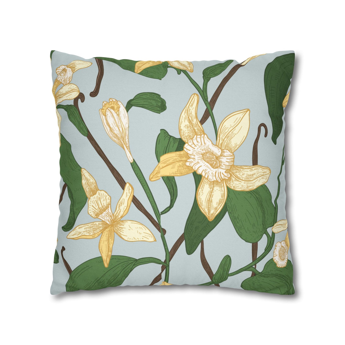 Vanilla Bean Printed Square Pillow Cover (no insert) - Multiple Sizes (14"x14", 16"x16", 18"x18", 20"x20"), Includes zipper closure