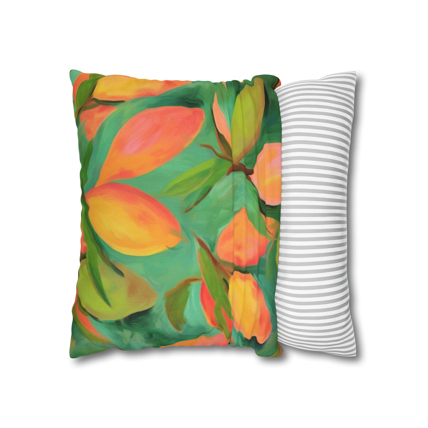 Mangoes Printed Square Pillow Cover (no insert) - Multiple Sizes (14"x14", 16"x16", 18"x18", 20"x20"), Includes zipper closure