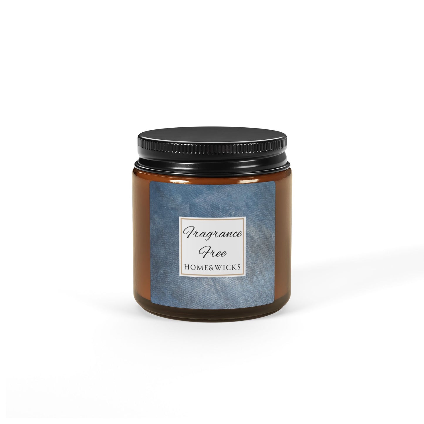 Unscented, Fragrance Free Soy Wax Candle, 4 oz. Amber Jar with Black Lid - Cotton Wicked