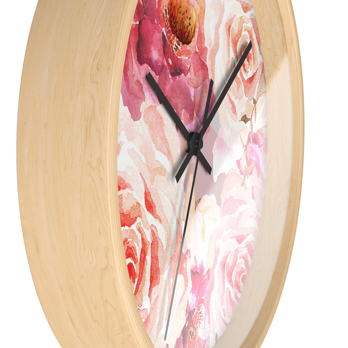 Bohemian Rose Wall Clock - Select from Black, White or Natural Wood Color