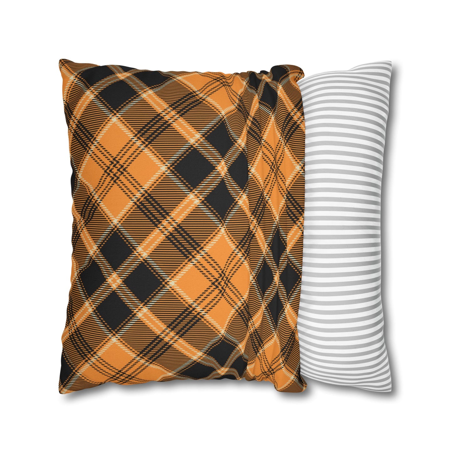 Halloween Plaid Pillow Cover (no insert) - Multiple Sizes (14"x14", 16"x16", 18"x18", 20"x20") Autumn Fall Plaid Pillowcase, Halloween Home Decor, Seasonal Cushion Cover, Perfect for Thanksgiving and Fall Decor, Home Gift for Halloween