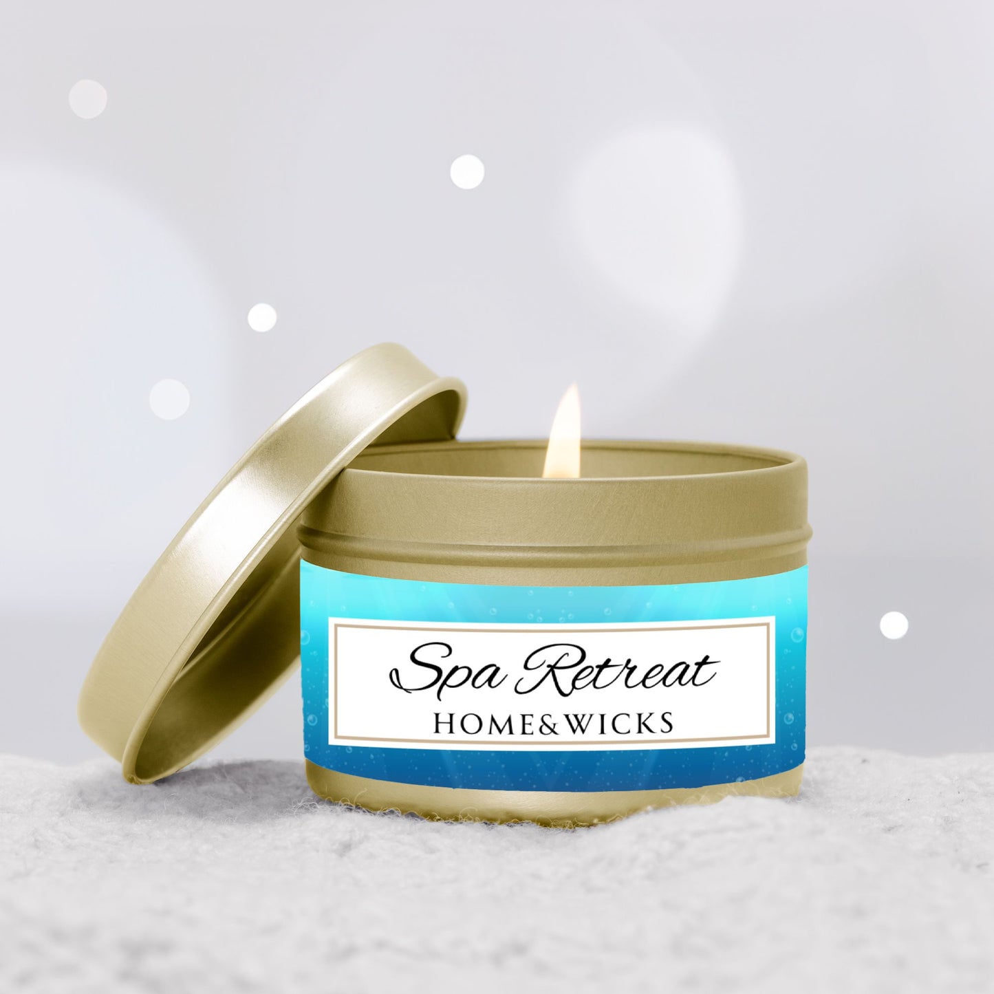 Spa Retreat Coconut Soy Wax Candle, 4 oz. Gold Tin Jar with Lid - Spa Scented Candle, Relaxation Candle, Aromatherapy