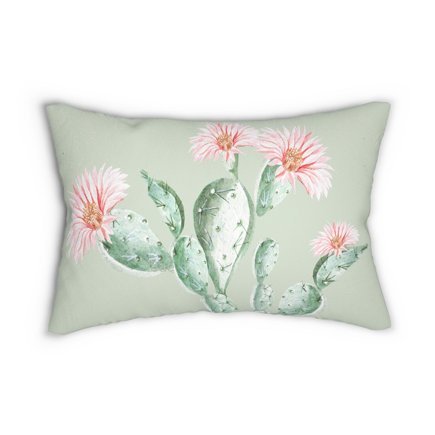 Cactus Flower Printed Lumbar Pillow with Insert (20" x 14") - Includes insert and zipper closure