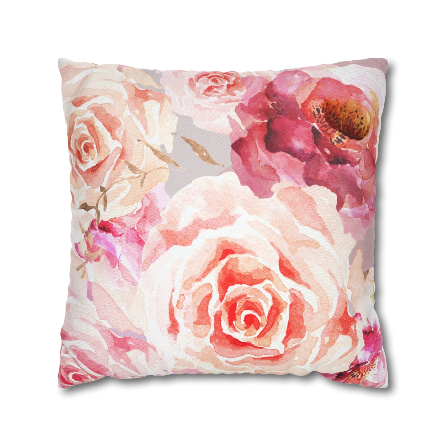 Bohemian Rose Printed Square Pillow Cover (no insert) - Multiple Sizes (14"x14", 16"x16", 18"x18", 20"x20"), Includes zipper closure