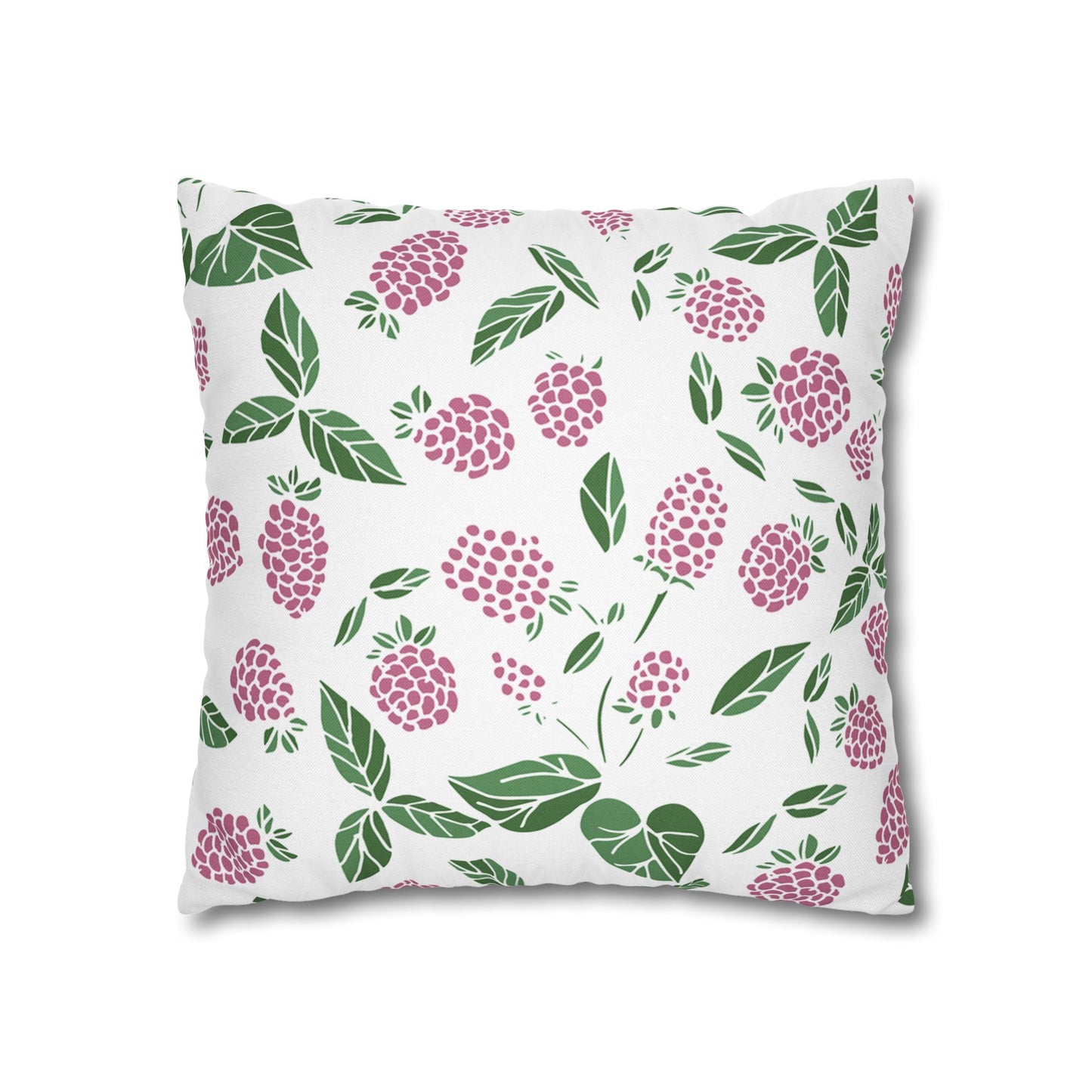 Pink Berry Printed Square Pillow Cover (no insert) - Multiple Sizes (14"x14", 16"x16", 18"x18", 20"x20"), Includes zipper closure