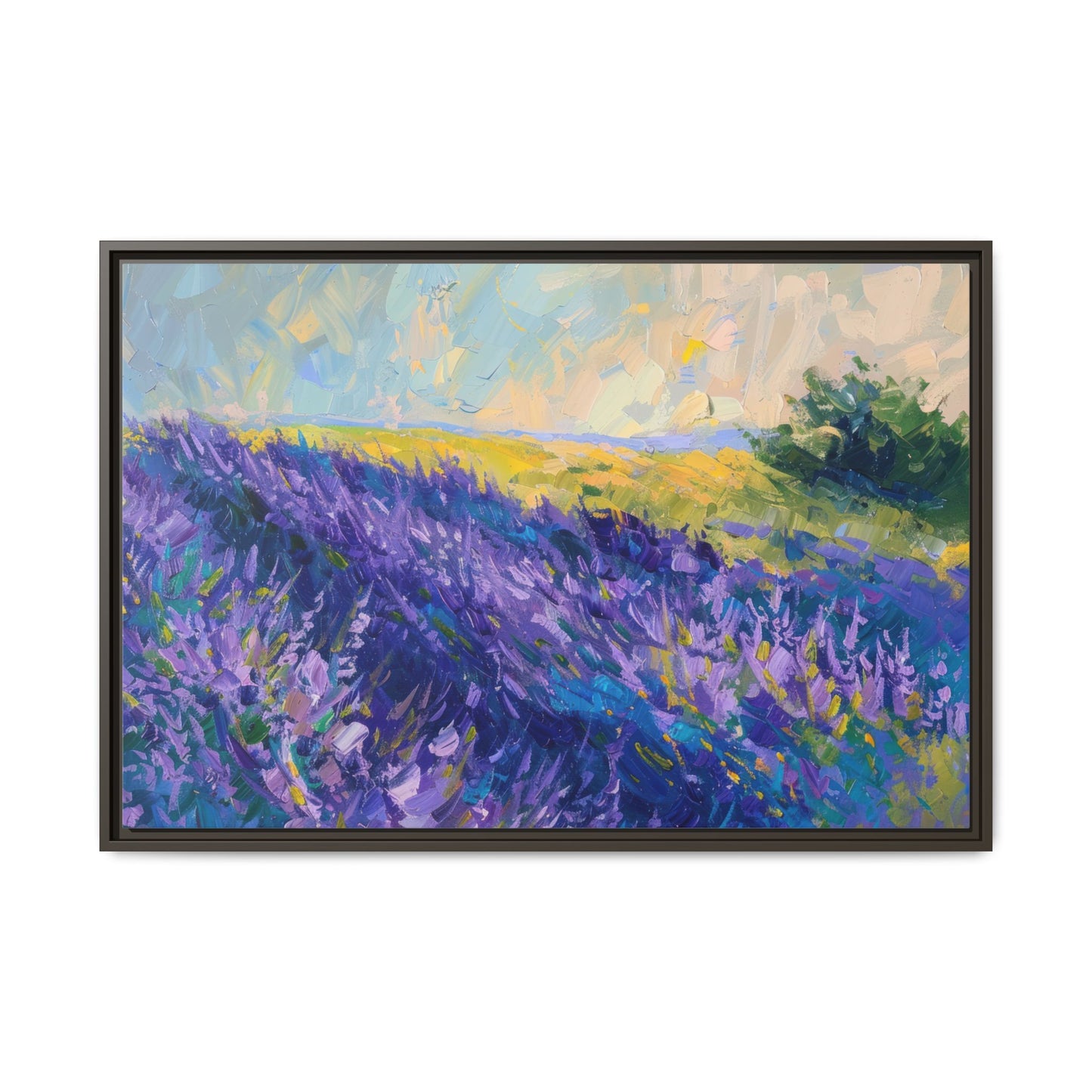 Lavender Fields Framed Matte Canvas Art - Multiple Frame Colors & Size Options