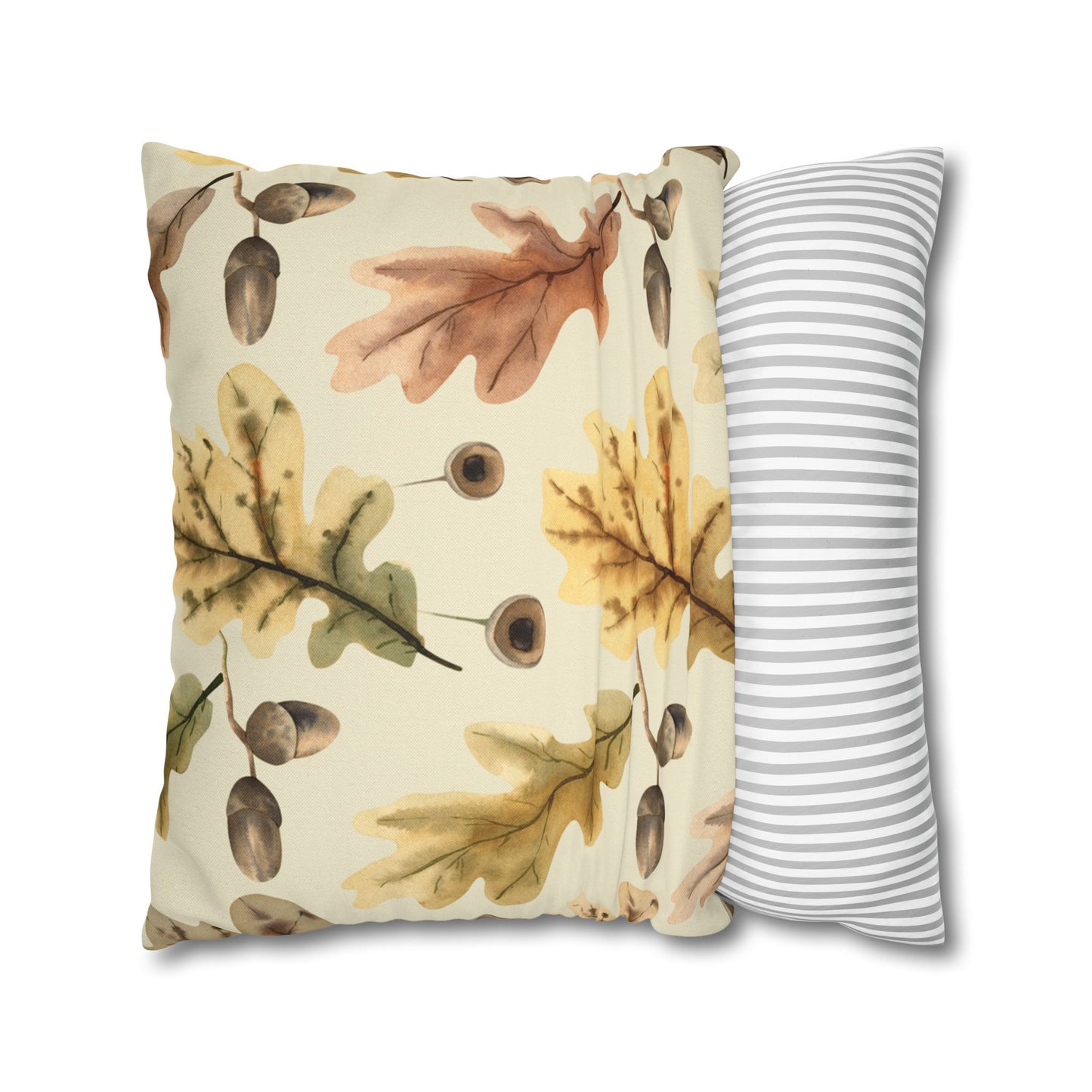 Oak Leaves Printed Square Pillow Cover (no insert) - Multiple Sizes (14"x14", 16"x16", 18"x18", 20"x20"), Includes zipper closure