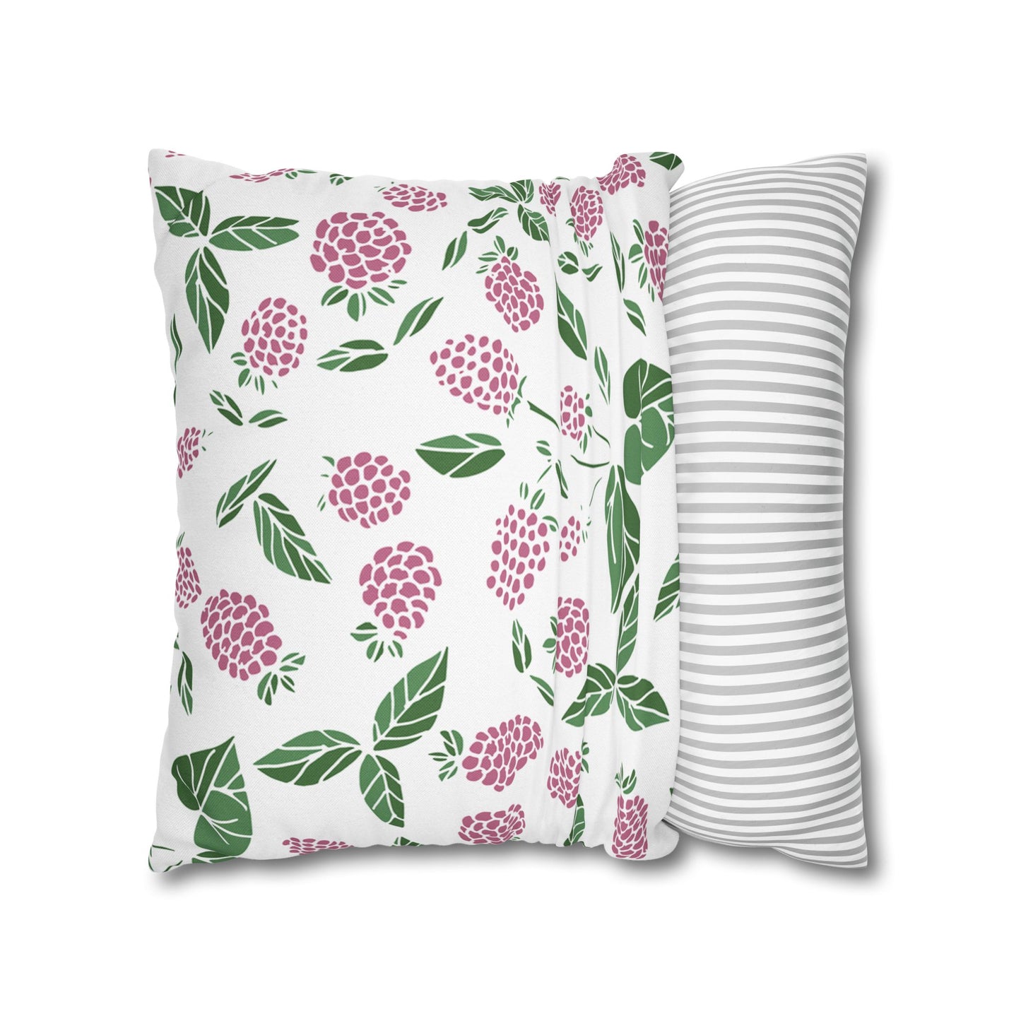 Pink Berry Printed Square Pillow Cover (no insert) - Multiple Sizes (14"x14", 16"x16", 18"x18", 20"x20"), Includes zipper closure