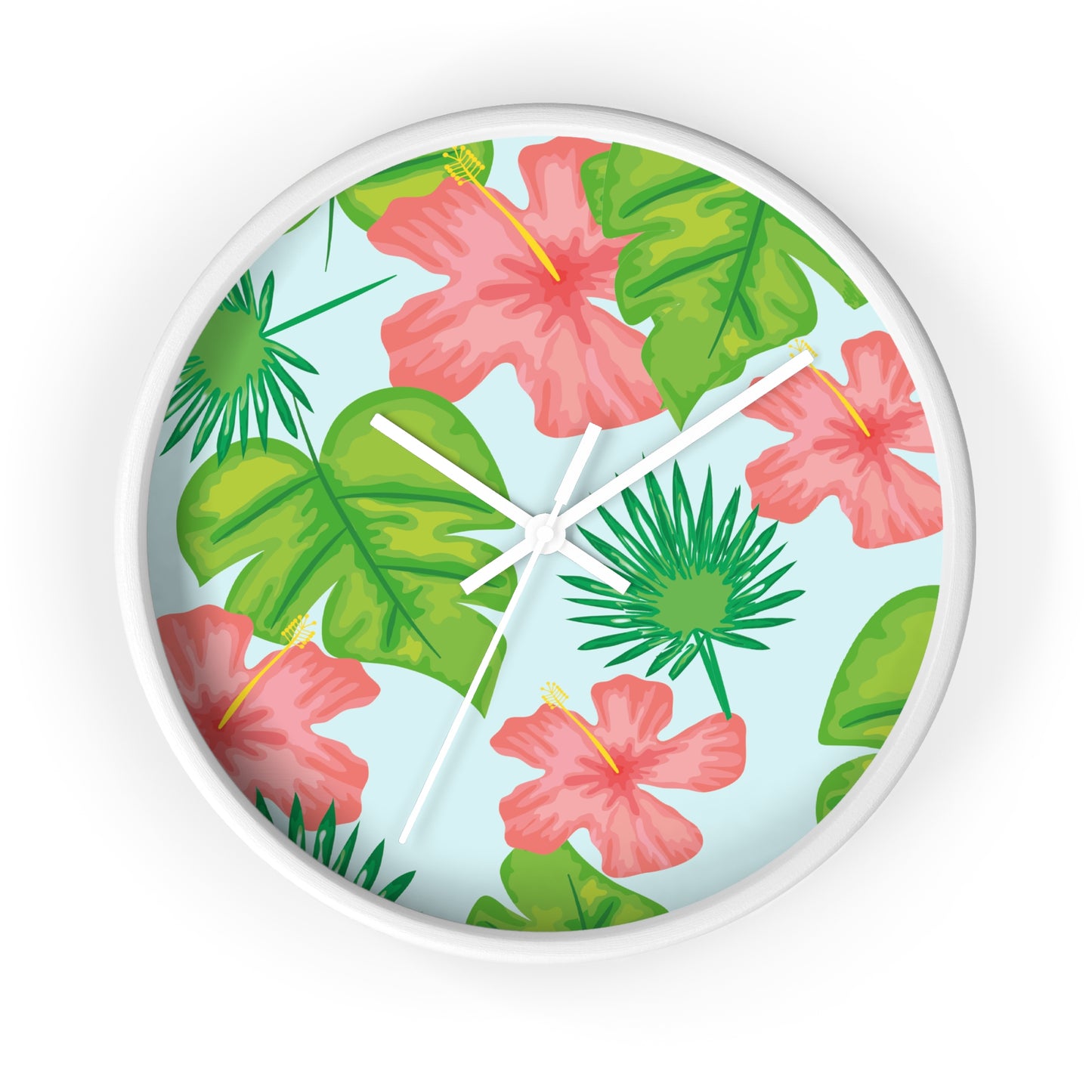 Tropical Island Wall Clock - Select from Black, White or Natural Wood Color