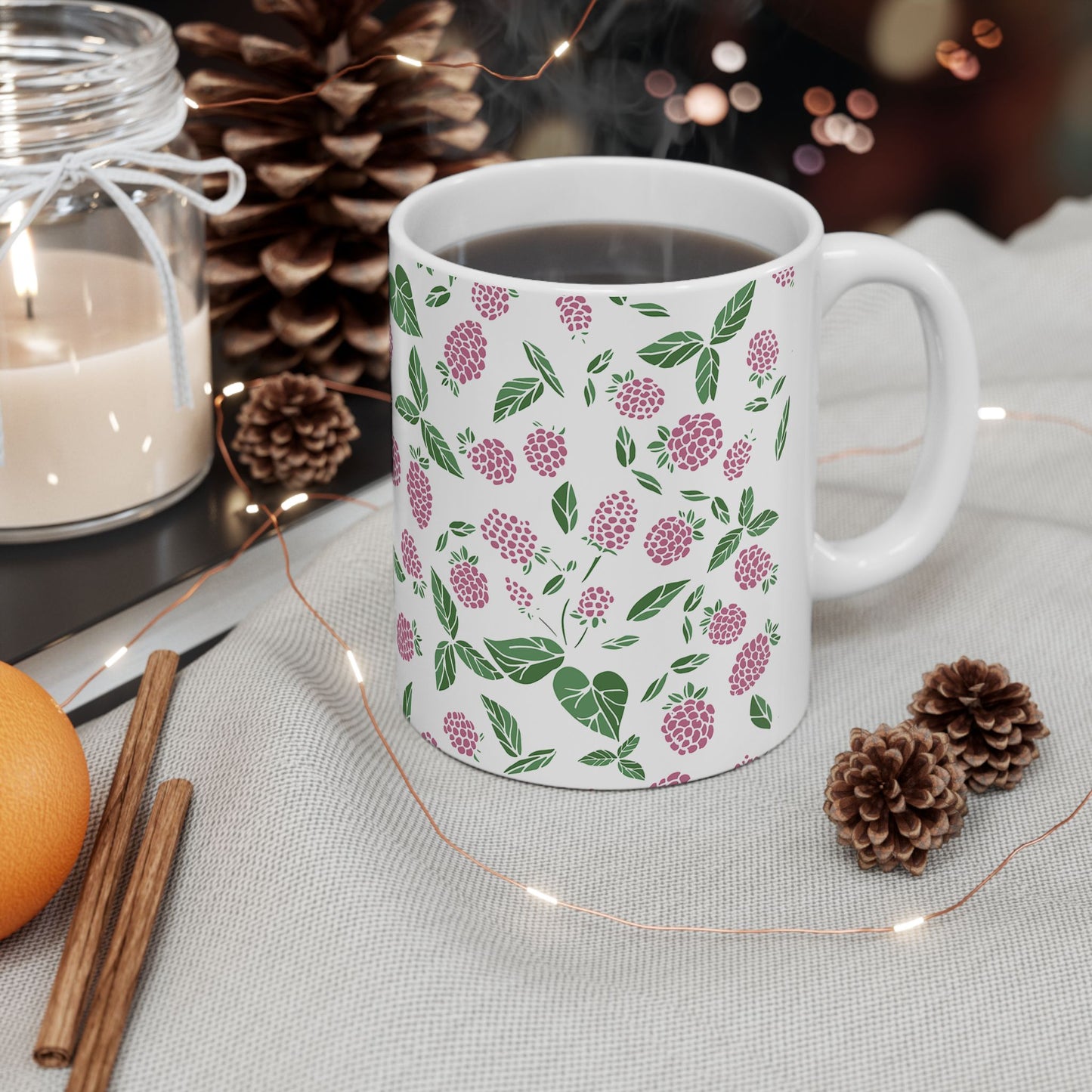 Pink Berry Ceramic Mug - 11 oz. & 15 oz. options