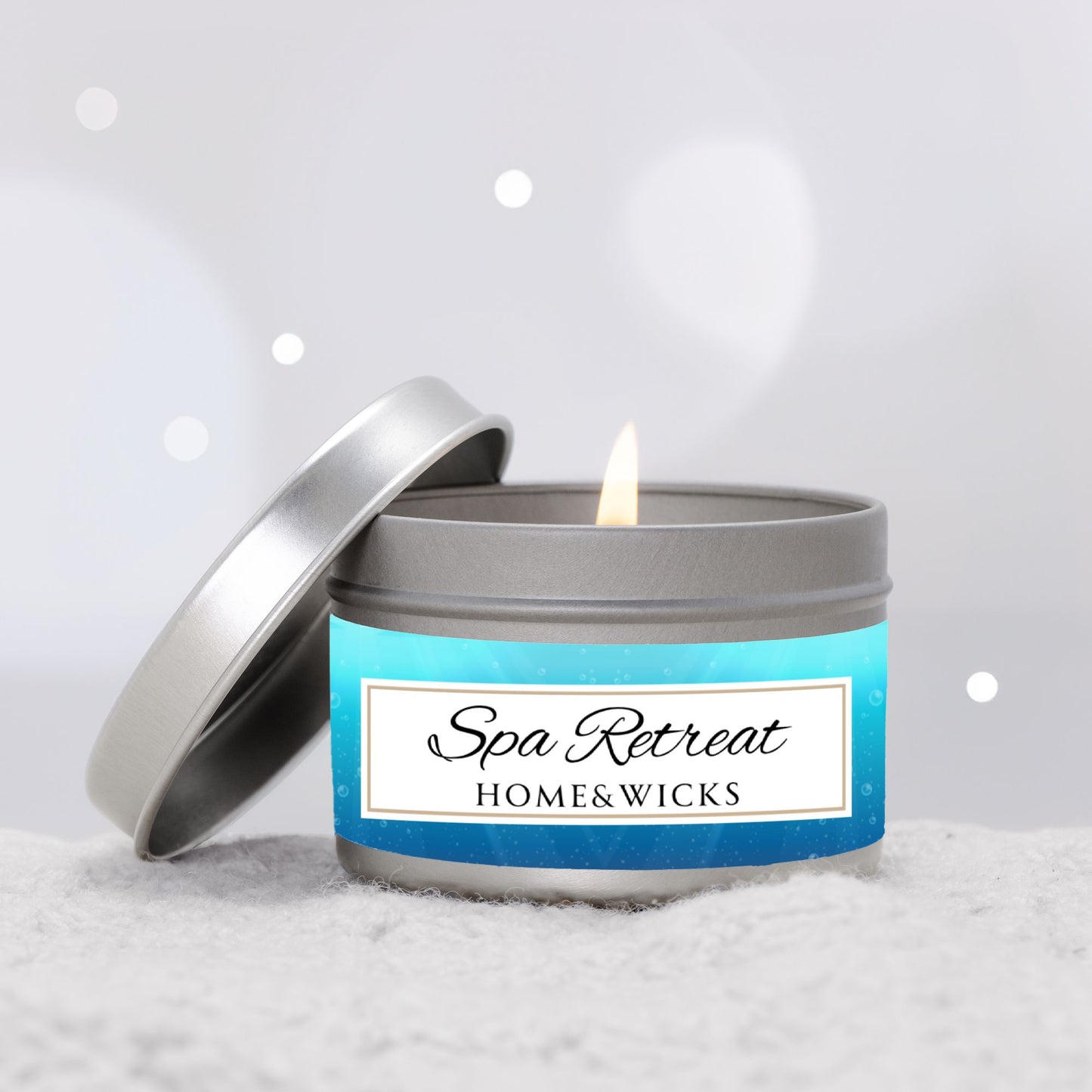 Spa Retreat Coconut Soy Wax Candle, 4 oz. Silver Tin Jar with Lid - Spa Scented Candle, Relaxation Candle, Aromatherapy
