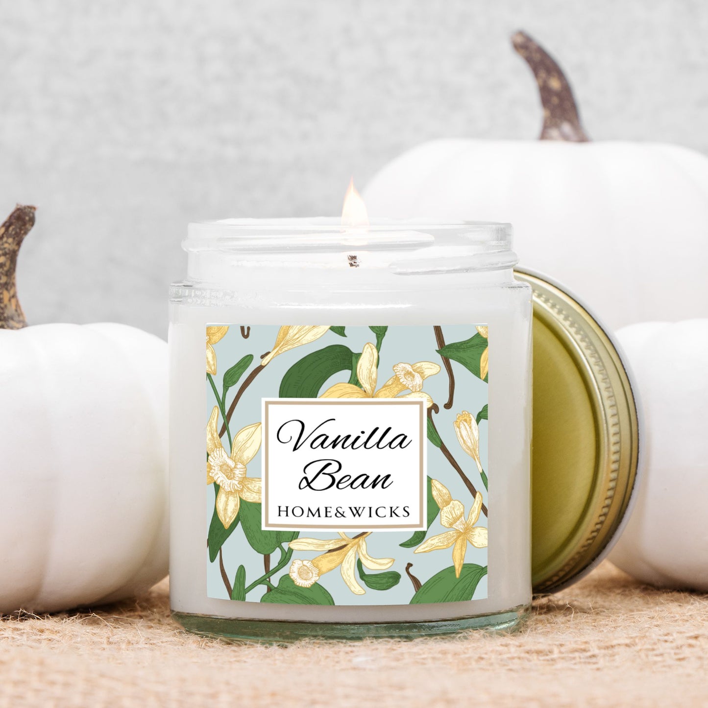 Vanilla Bean Coconut Apricot Wax Candle, 4 oz Amber Jar, Gold Lid - Relaxing Scent, Gift for Her, Vanilla Aromatherapy, Natural Coconut Wax
