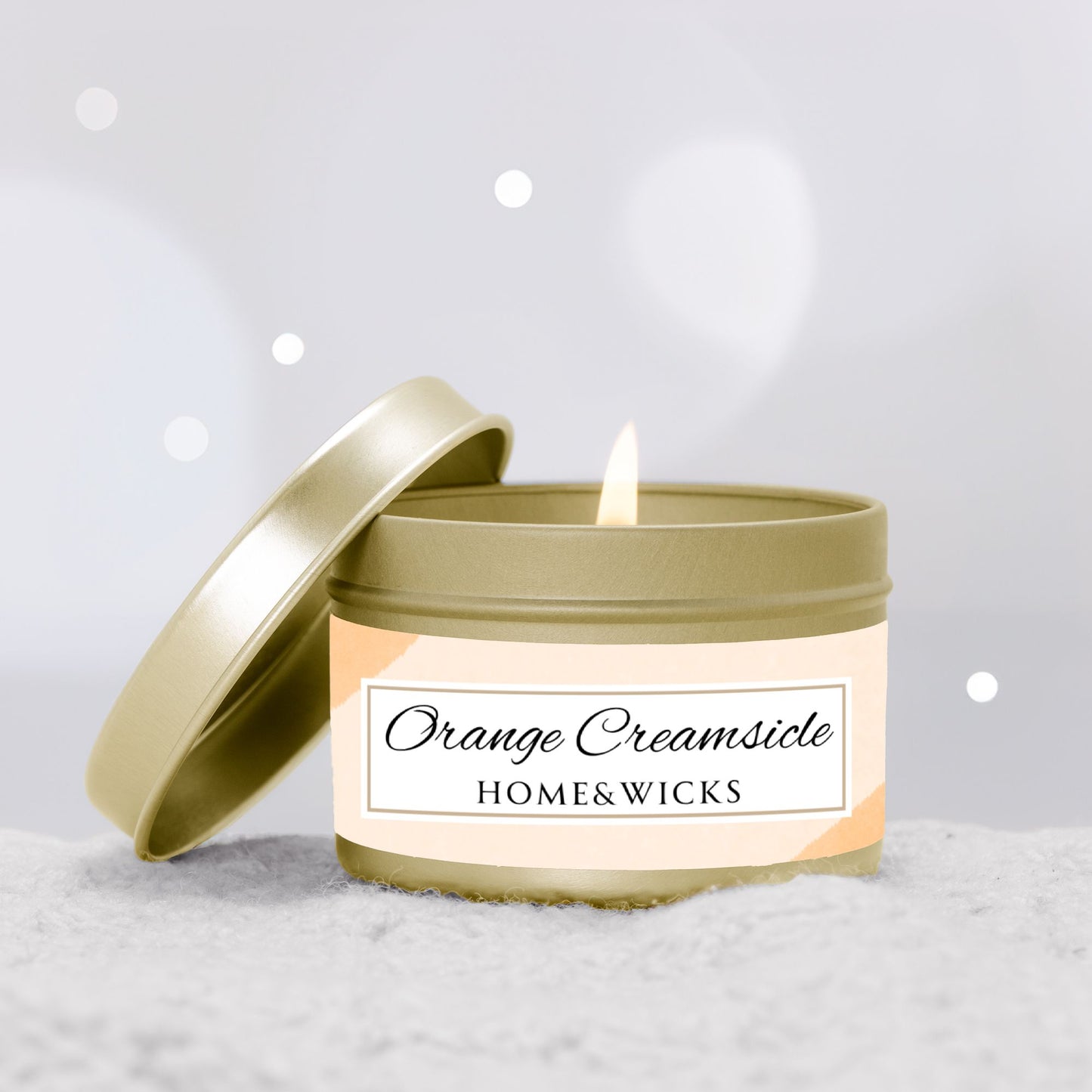 Orange Creamsicle Coconut Soy Wax Candle, 4 oz. Gold Tin Jar with Lid - Summer Candle, Orange Scented Candle, Gourmand Scented Candle