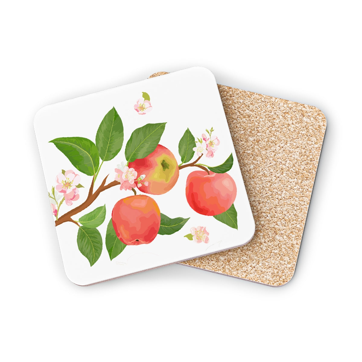 Apple Harvest - Square Hardboard Coaster, Cork Backed - 3.75" x 3.75" - Priced per coaster