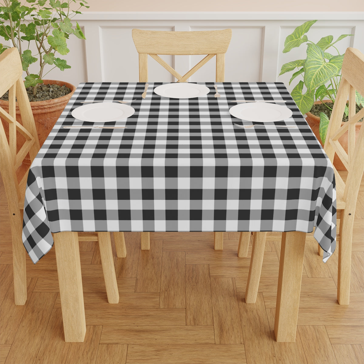 Black Gingham - 100% Cotton Twill Tablecloth, 58" × 58" and 58" × 102" Sizes, Black Checked Gingham Tablecloth, Black & White Tablecloth, Black Checked Tablecloth, Halloween Table Linen, Birthday Tablecloth, Farmhouse Decor, Picnic Table Tablecloth